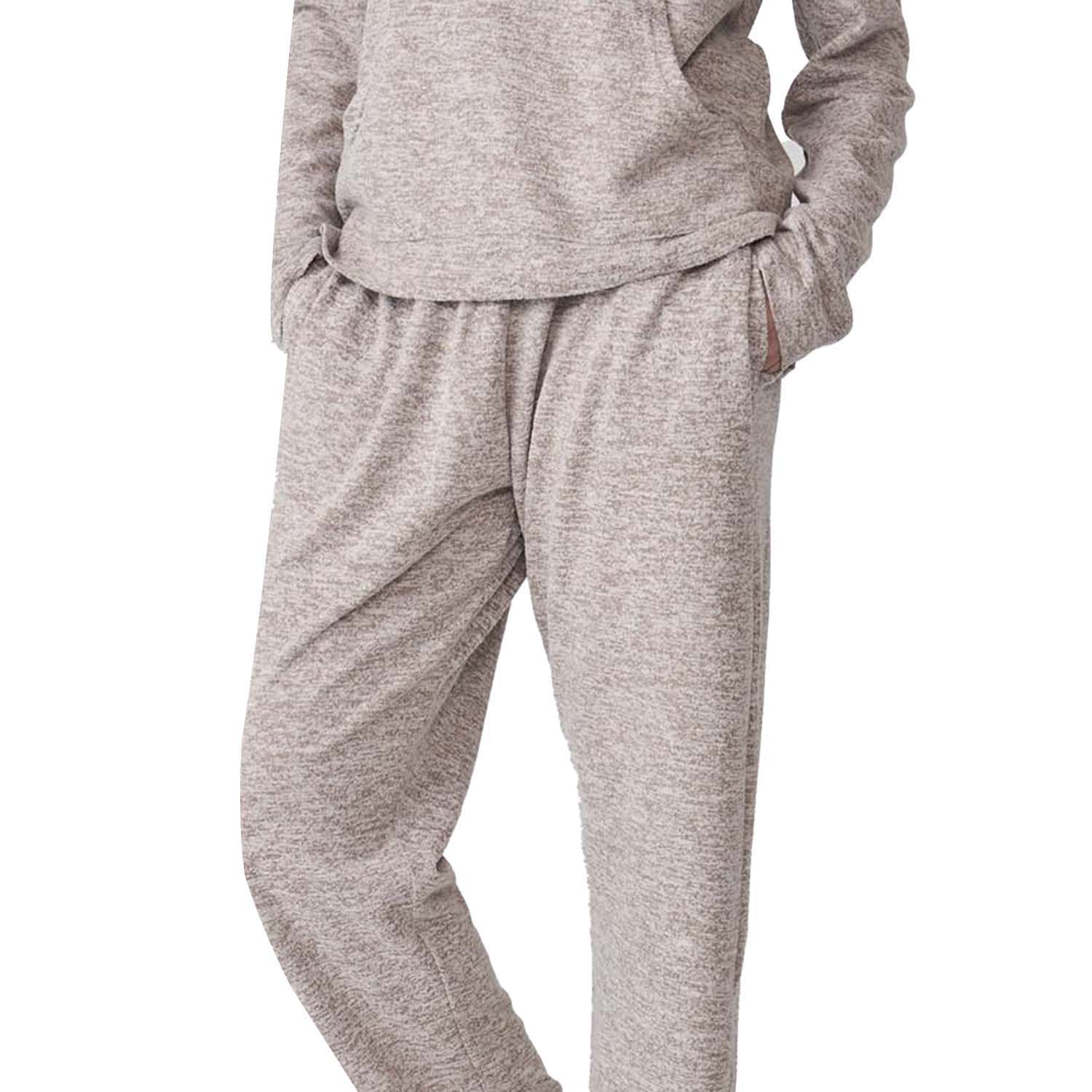 Pijama de Malha Suave Senhora Manga Comprida Castanho