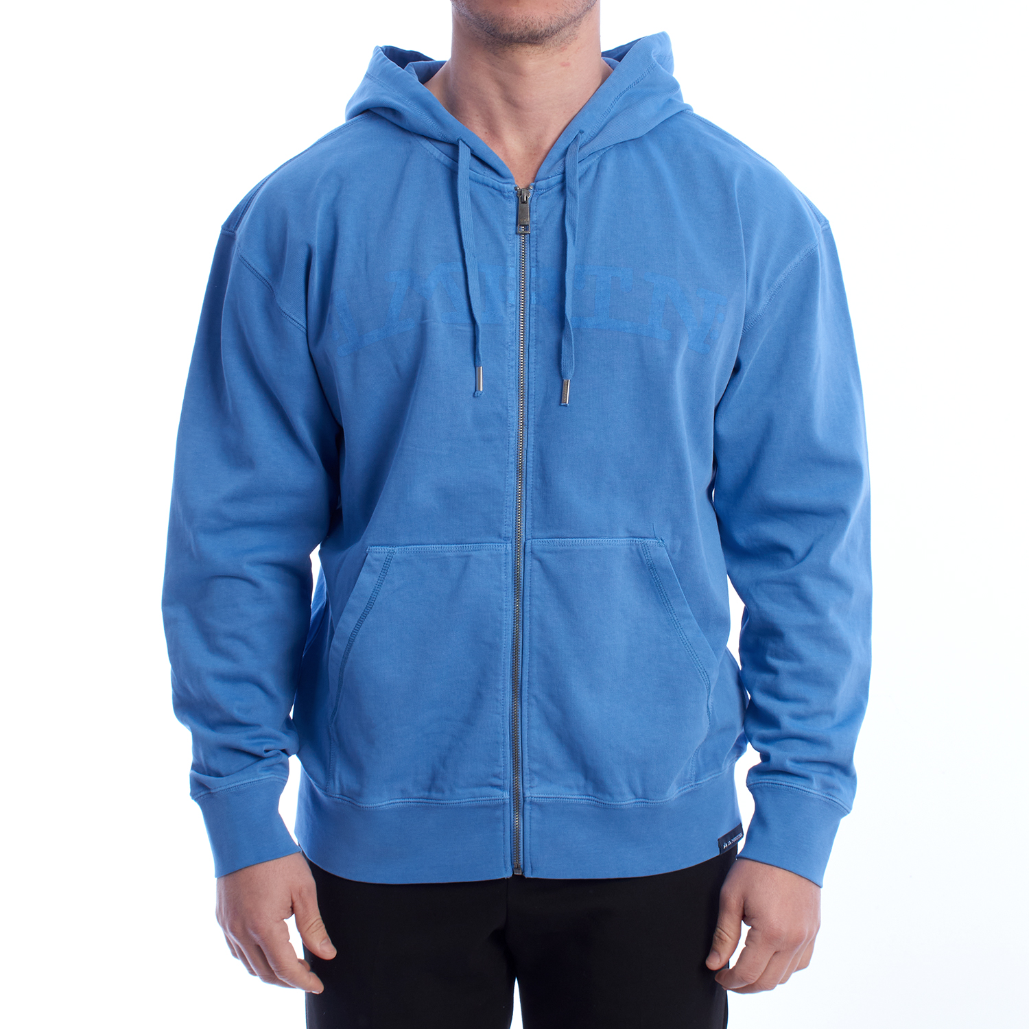 Sweatshirt Homem Regular Fit com Fecho e Capuz Azul