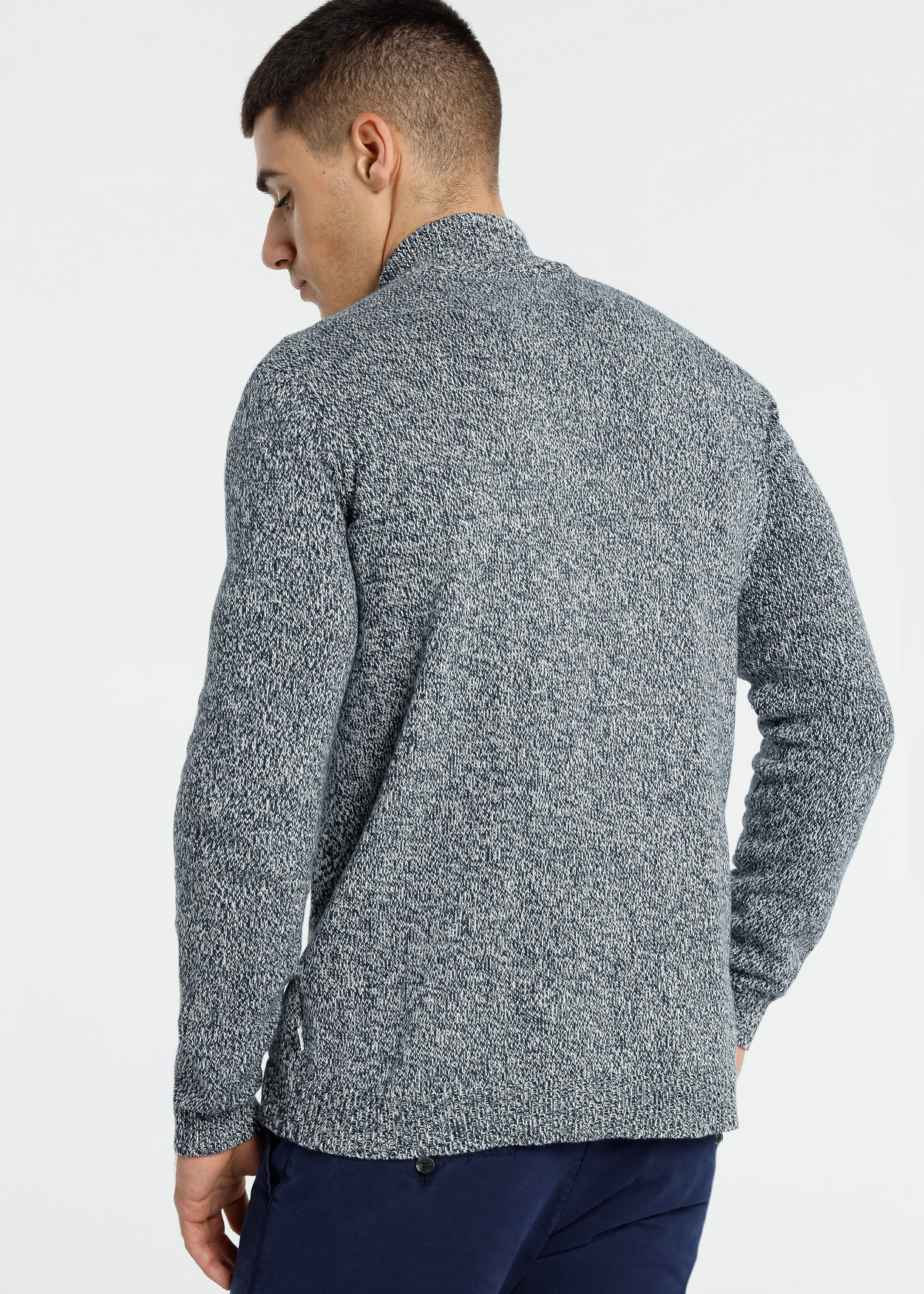 Casaco de Malha com zíper Azul