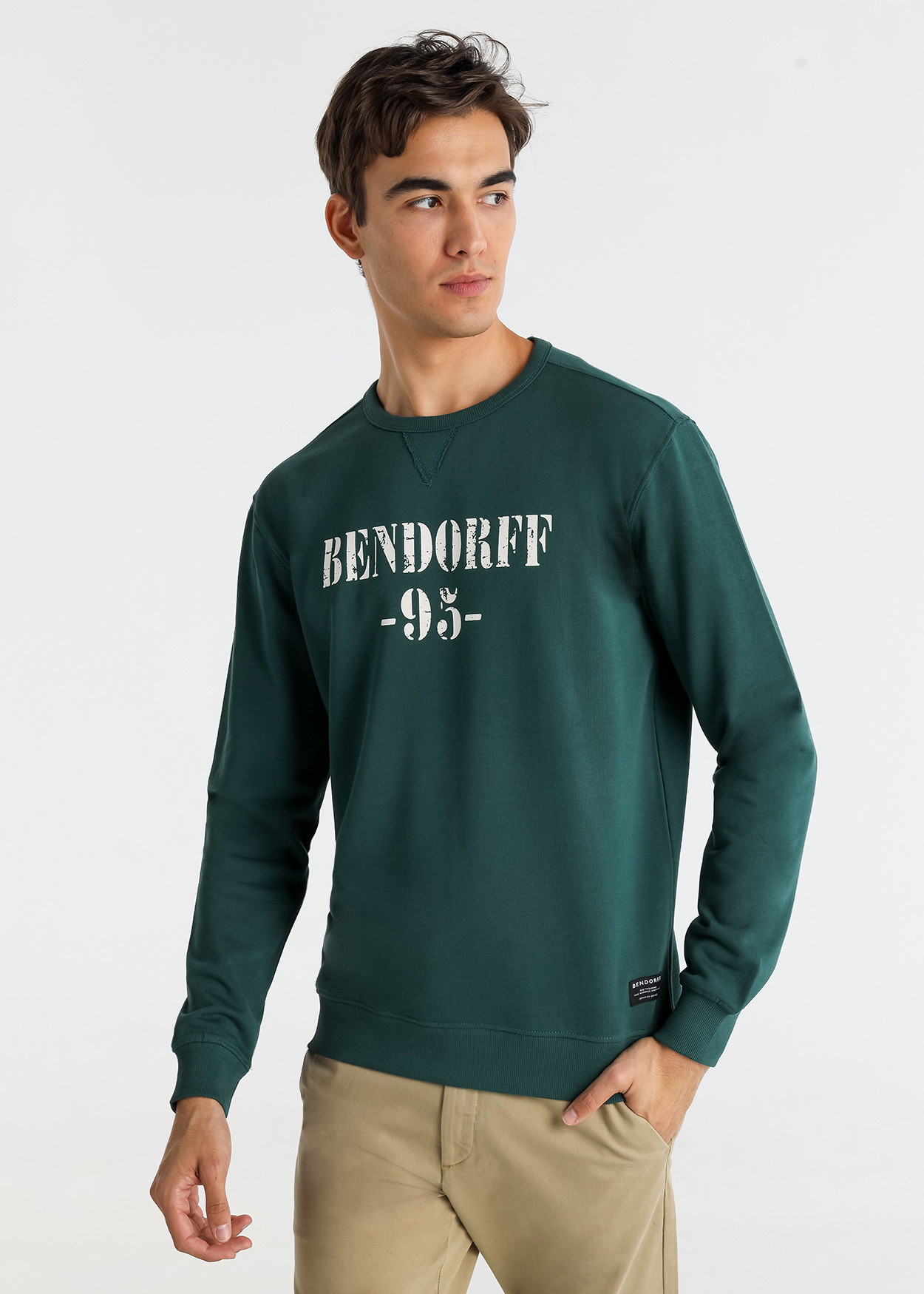 Sweatshirt e gola redonda Verde