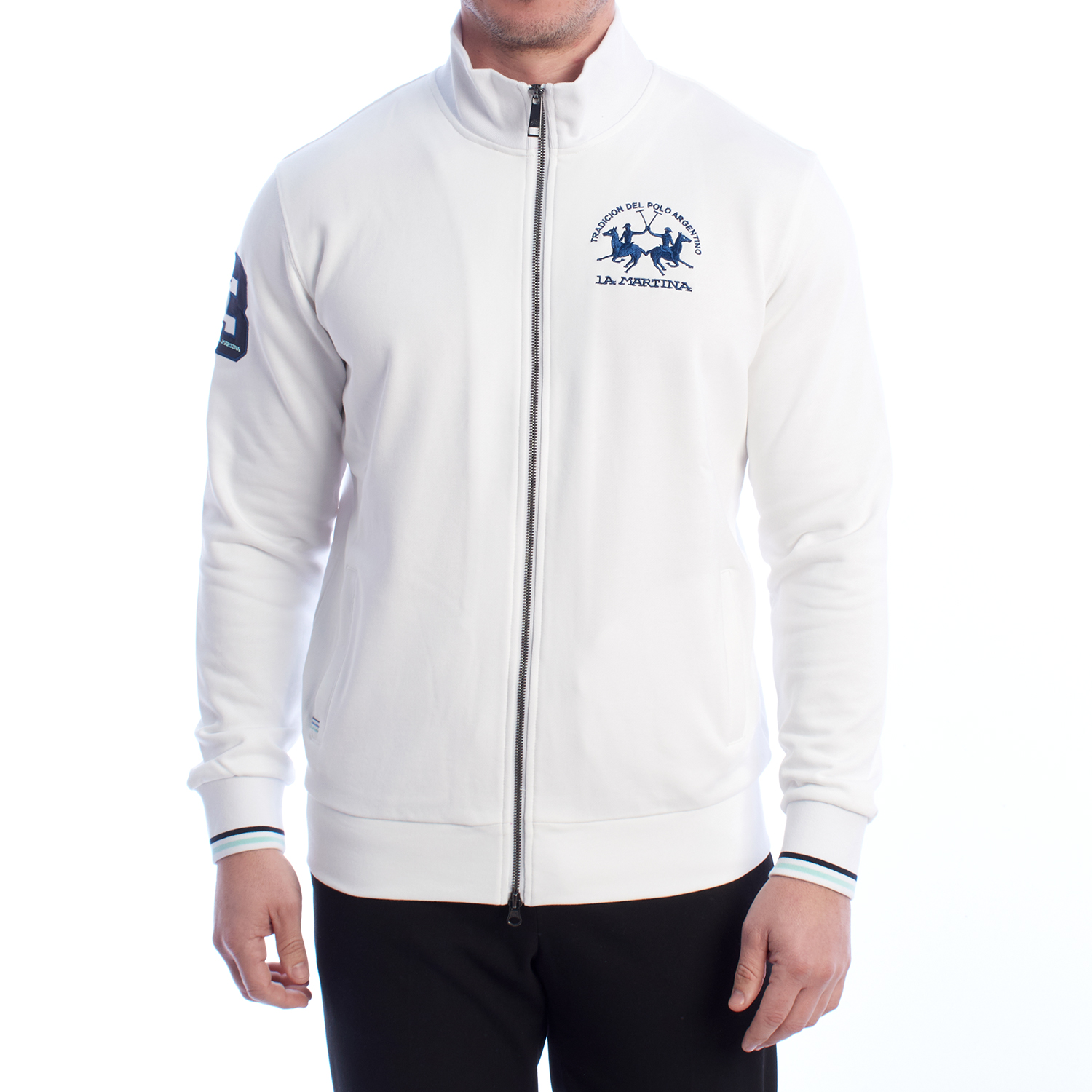 Sweatshirt Homem Regular Fit com Fecho Branco