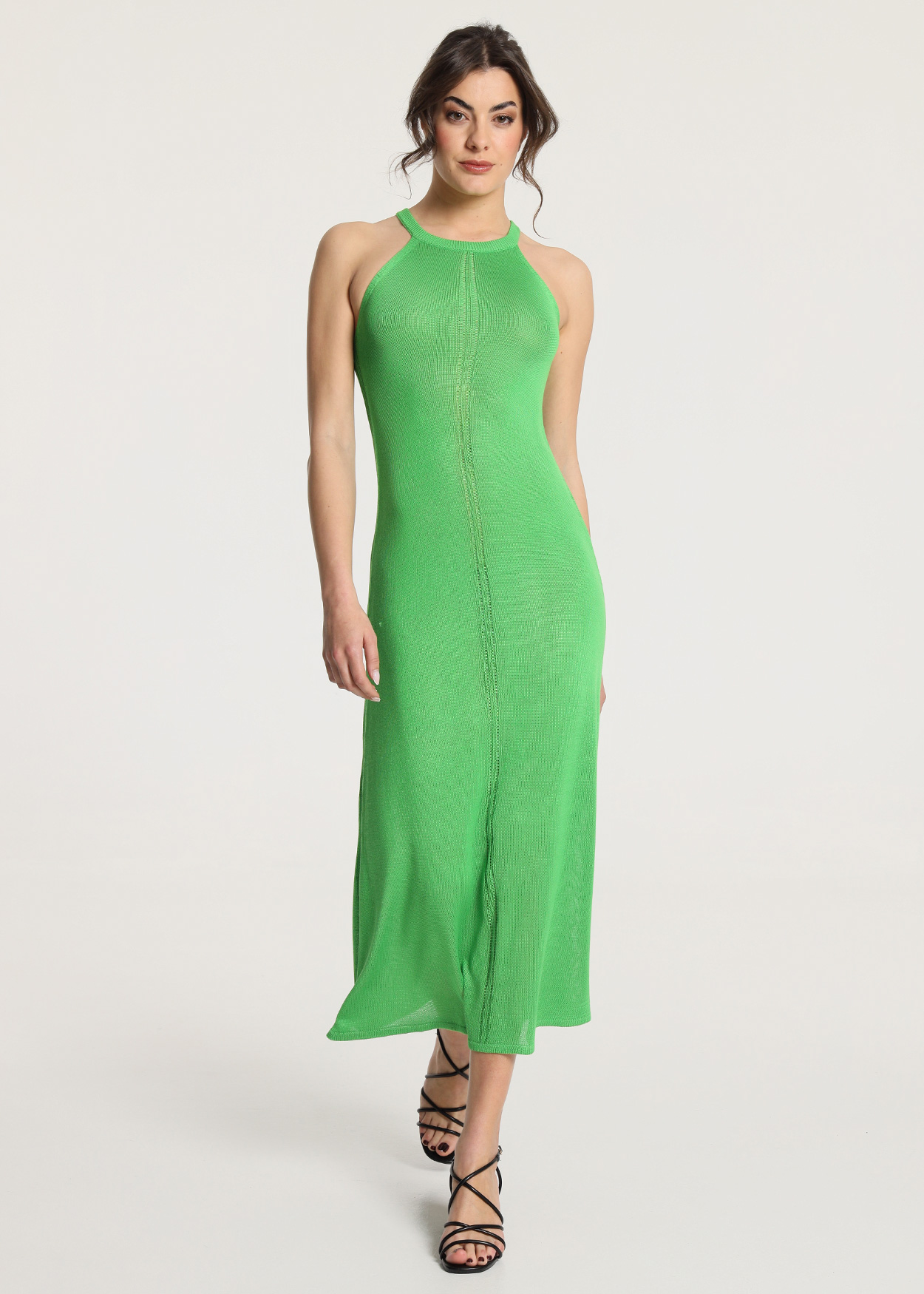 Vestido Comprido de tricô Senhora Verde