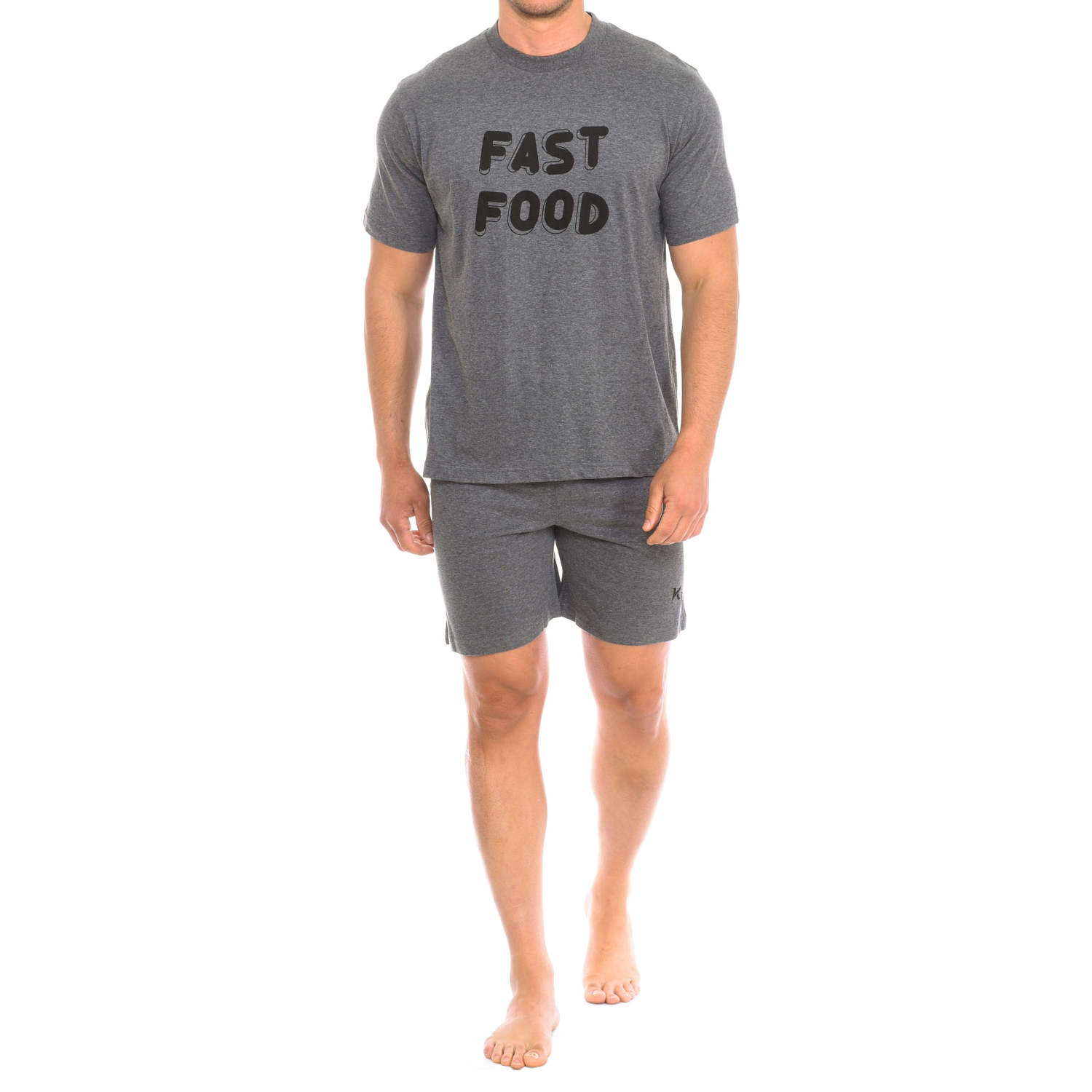 Pijama de Manga Curta Cinzento