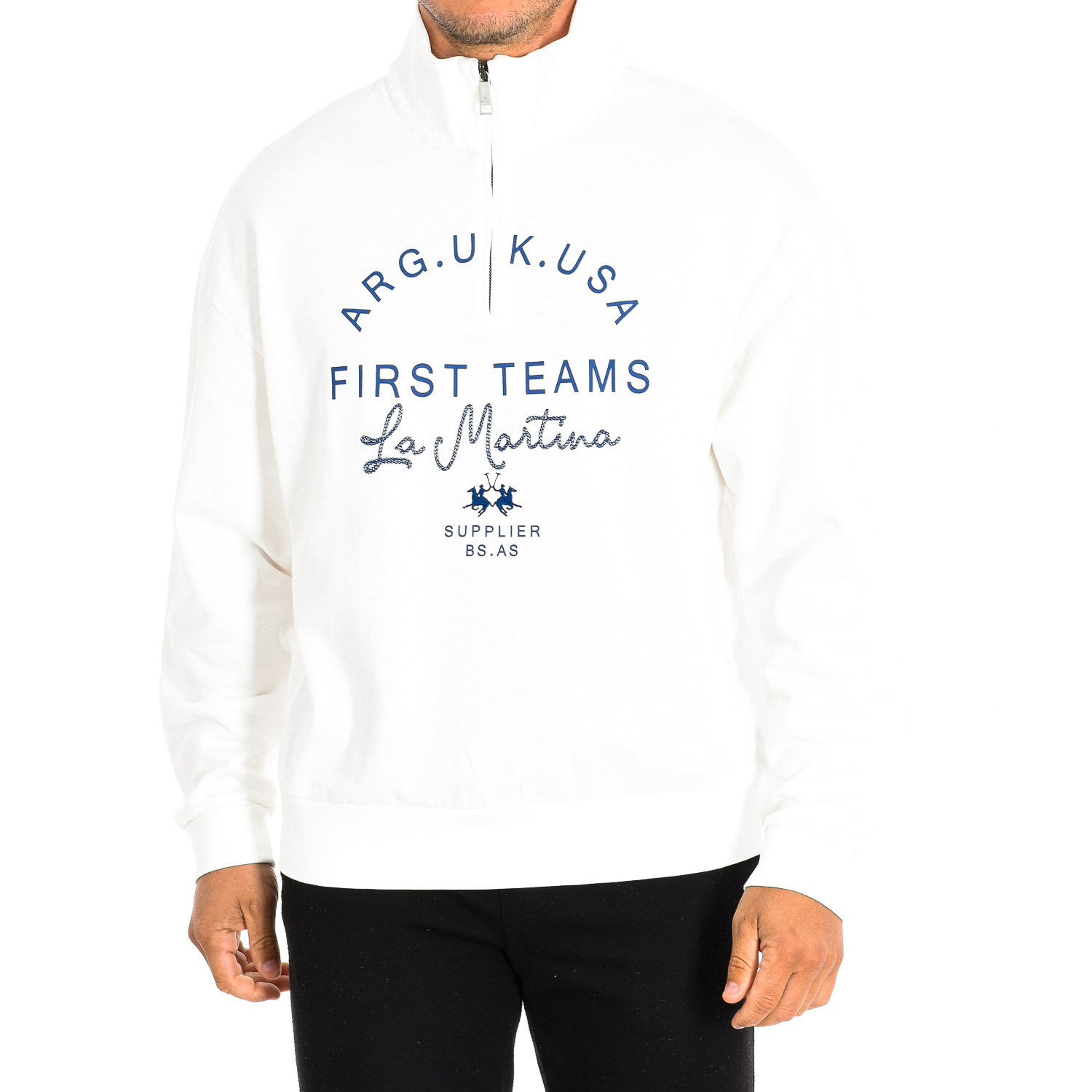 Sweatshirt Meio Fecho Homem Branco