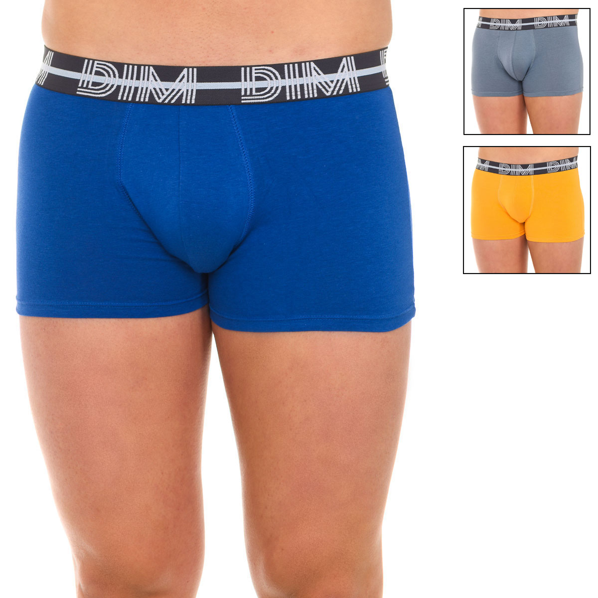 Pack 3 Boxers Homem Azul Amarelo e Cinzento