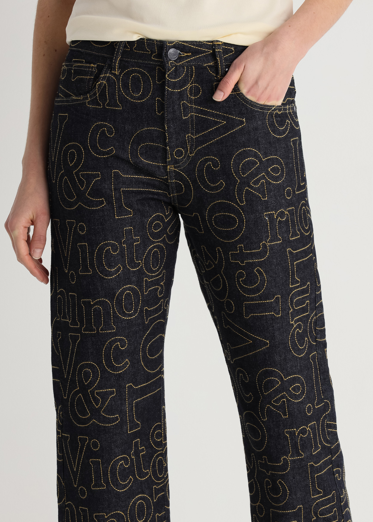 Calças de Ganga Reta Senhora Azul