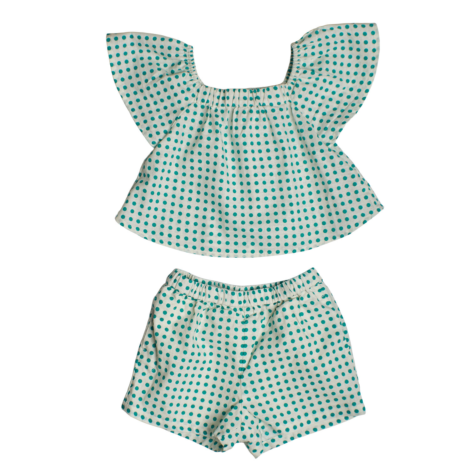 Conjunto Blusa de Linho + Calções Menina Verde