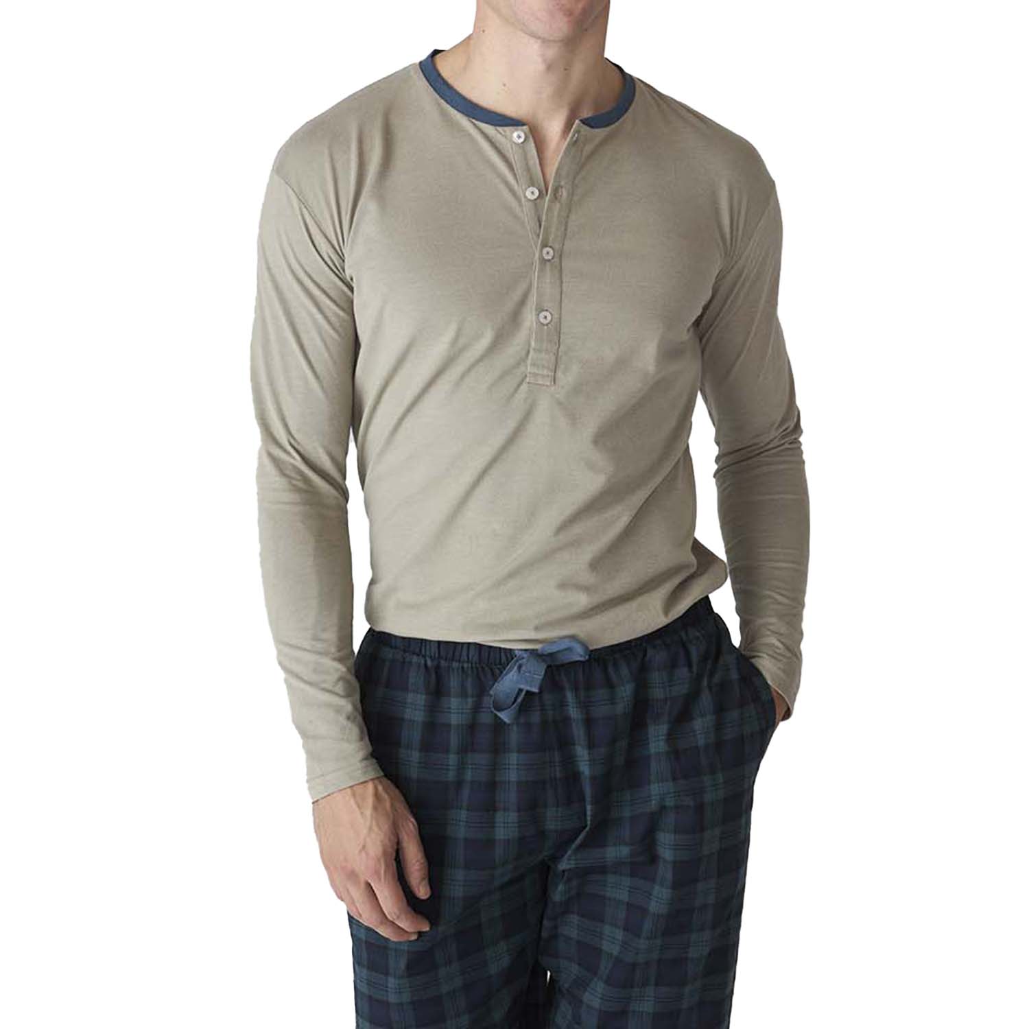 Pijama de Algodão Homem Manga Comprida Verde e Azul