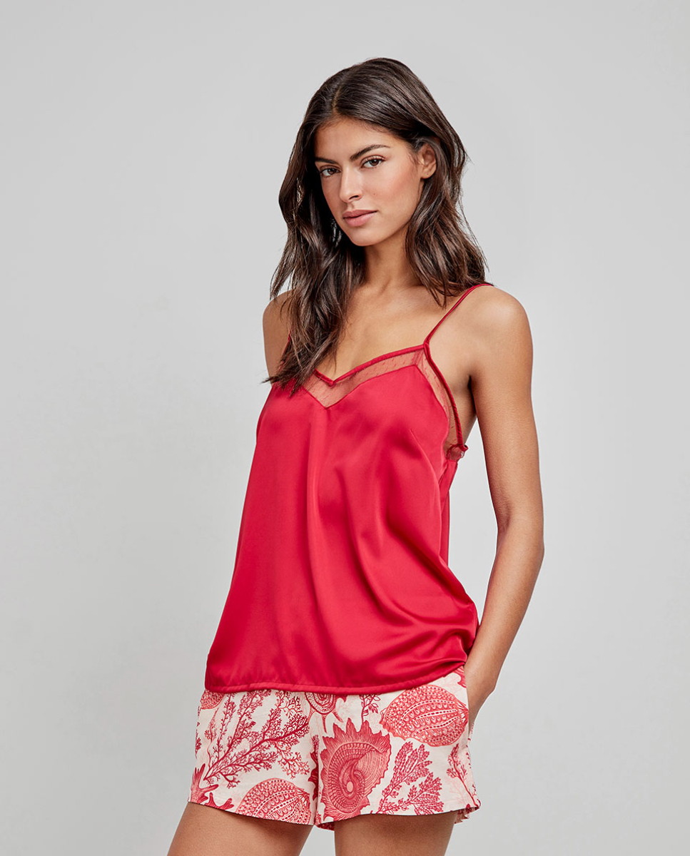 Top de cetim Vermelho