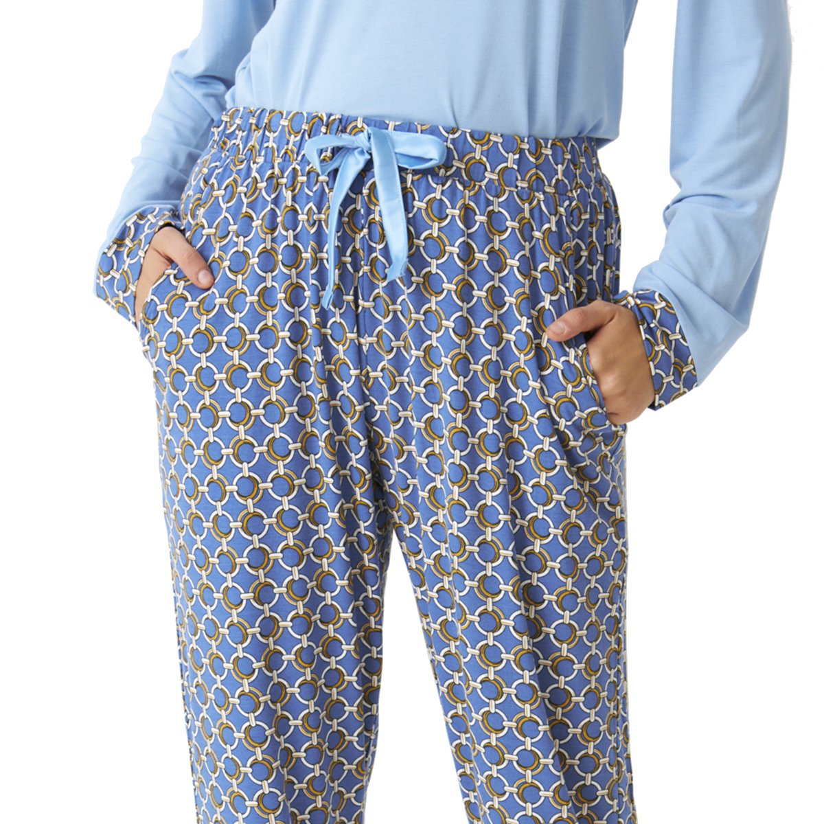 Pijama Senhora Manga Comprida Azul