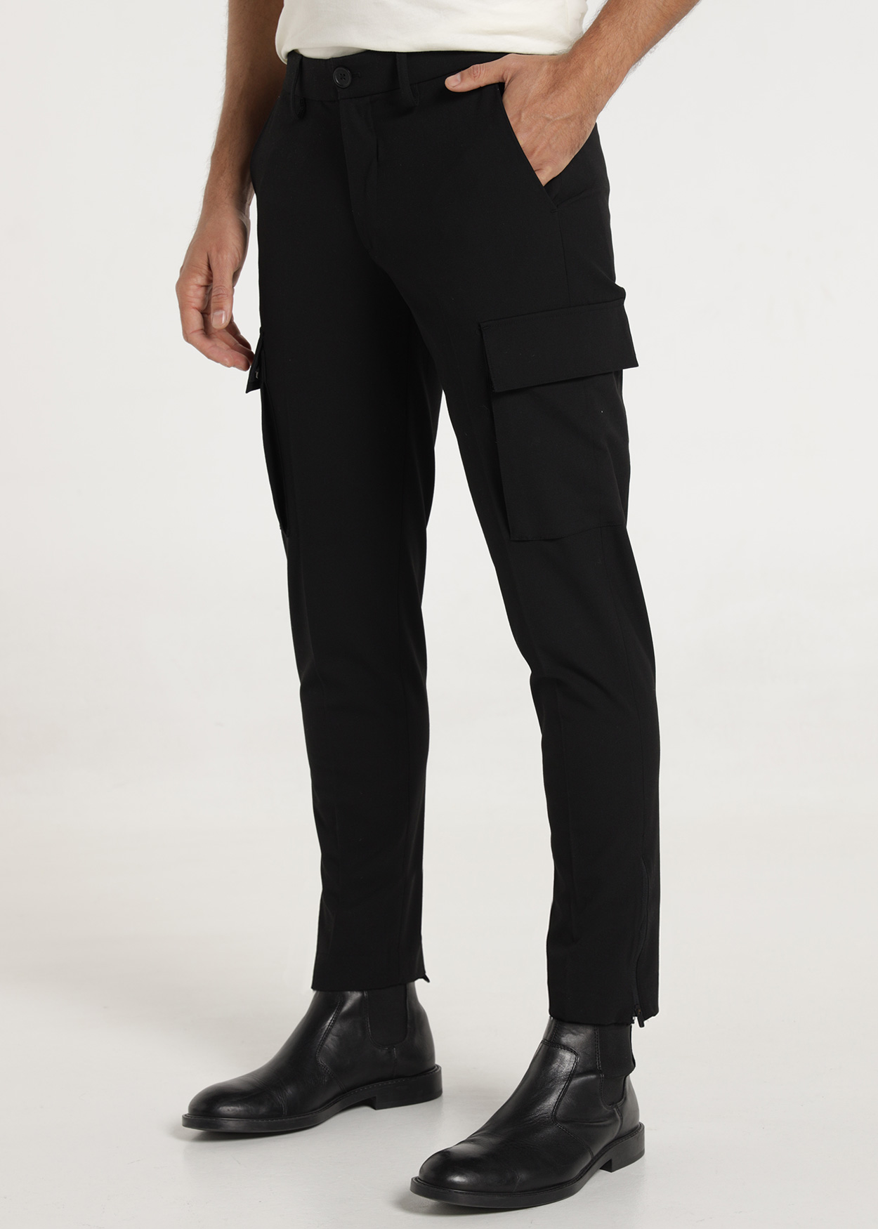 Calças Cargo Homem Preto