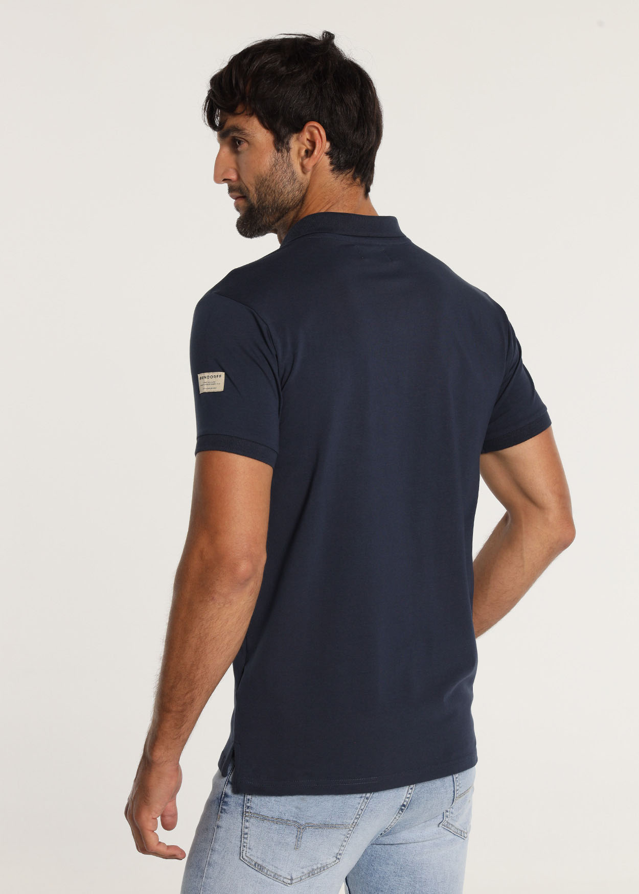 Pólo manga curta geométrica Azul