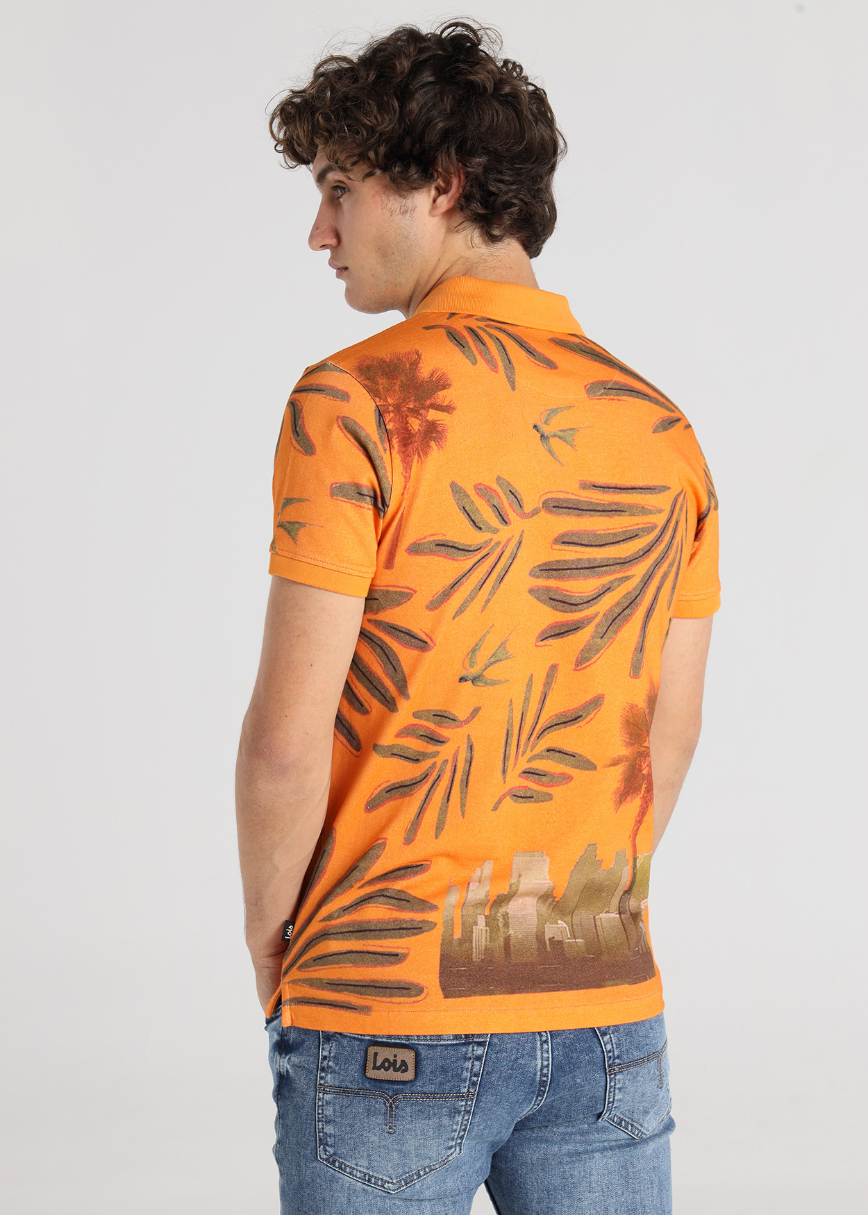 Pólo Estampado Homem Laranja