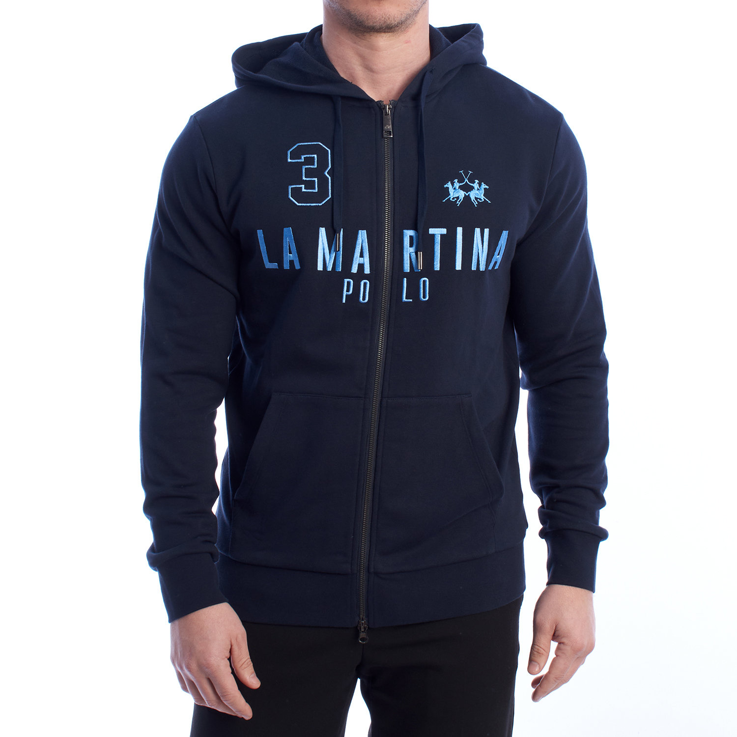 Sweatshirt Homem Regular Fit com Fecho e Capuz Azul Escuro