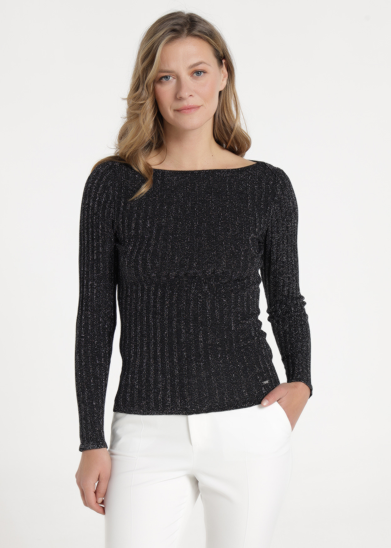 Camisola de gola canoa Senhora Cinza