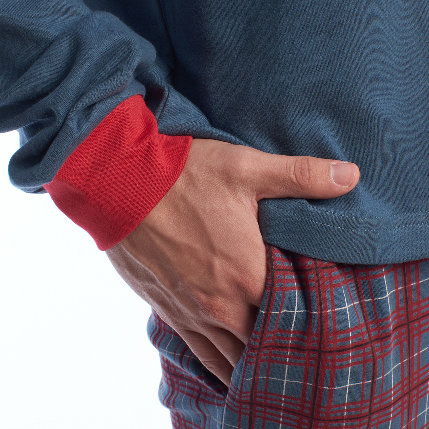 Pijama de Manga Comprida Azul-Vermelho