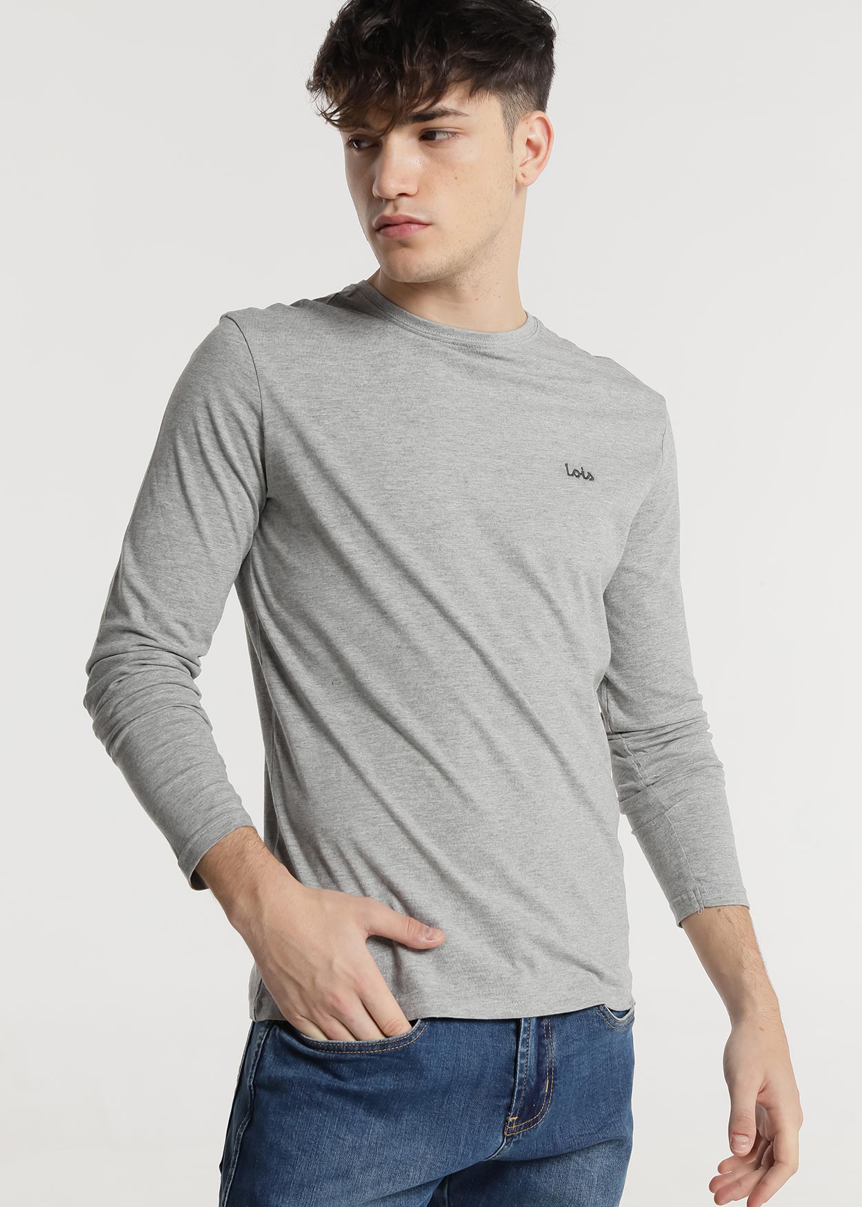 Camisola básica Homem Cinzento