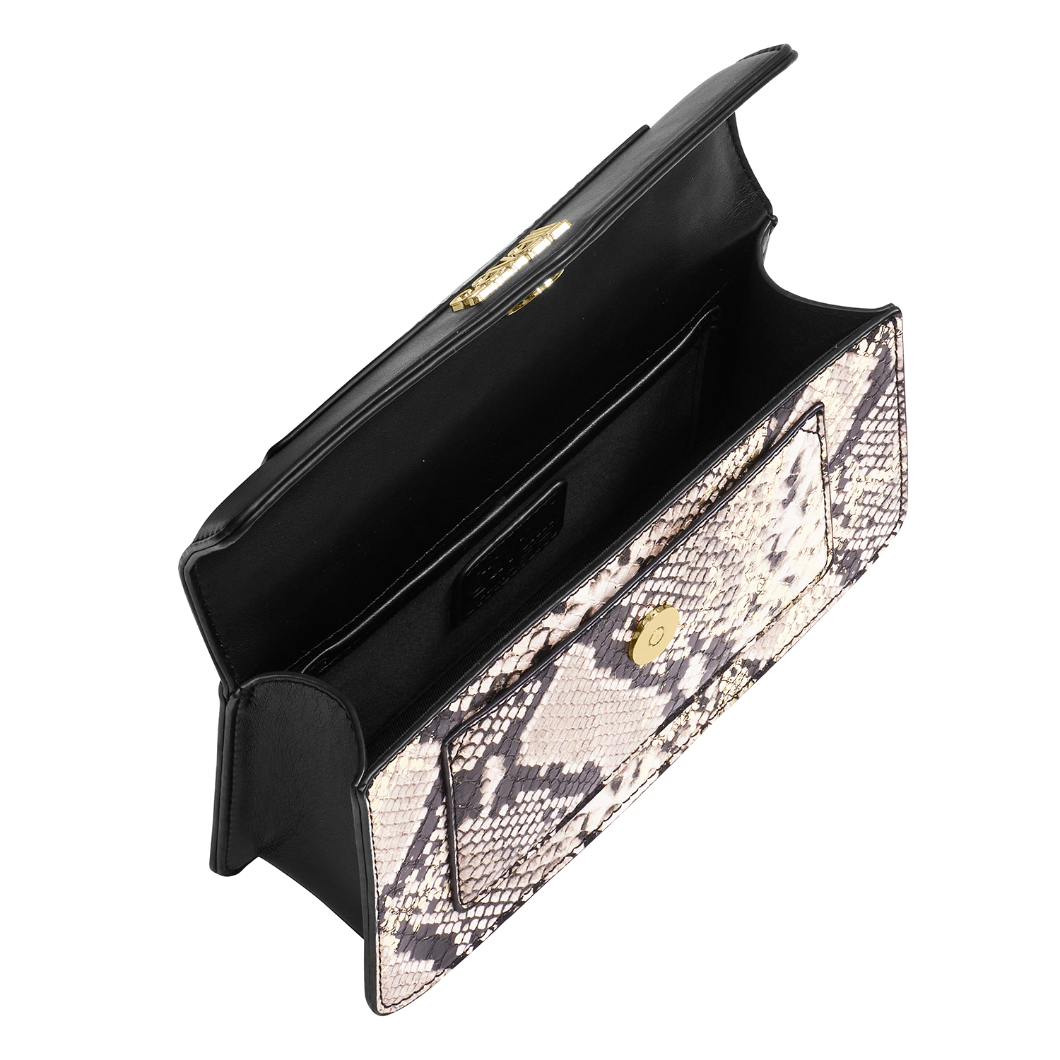 Mala Senhora Preto com Estilo Pele de Cobra