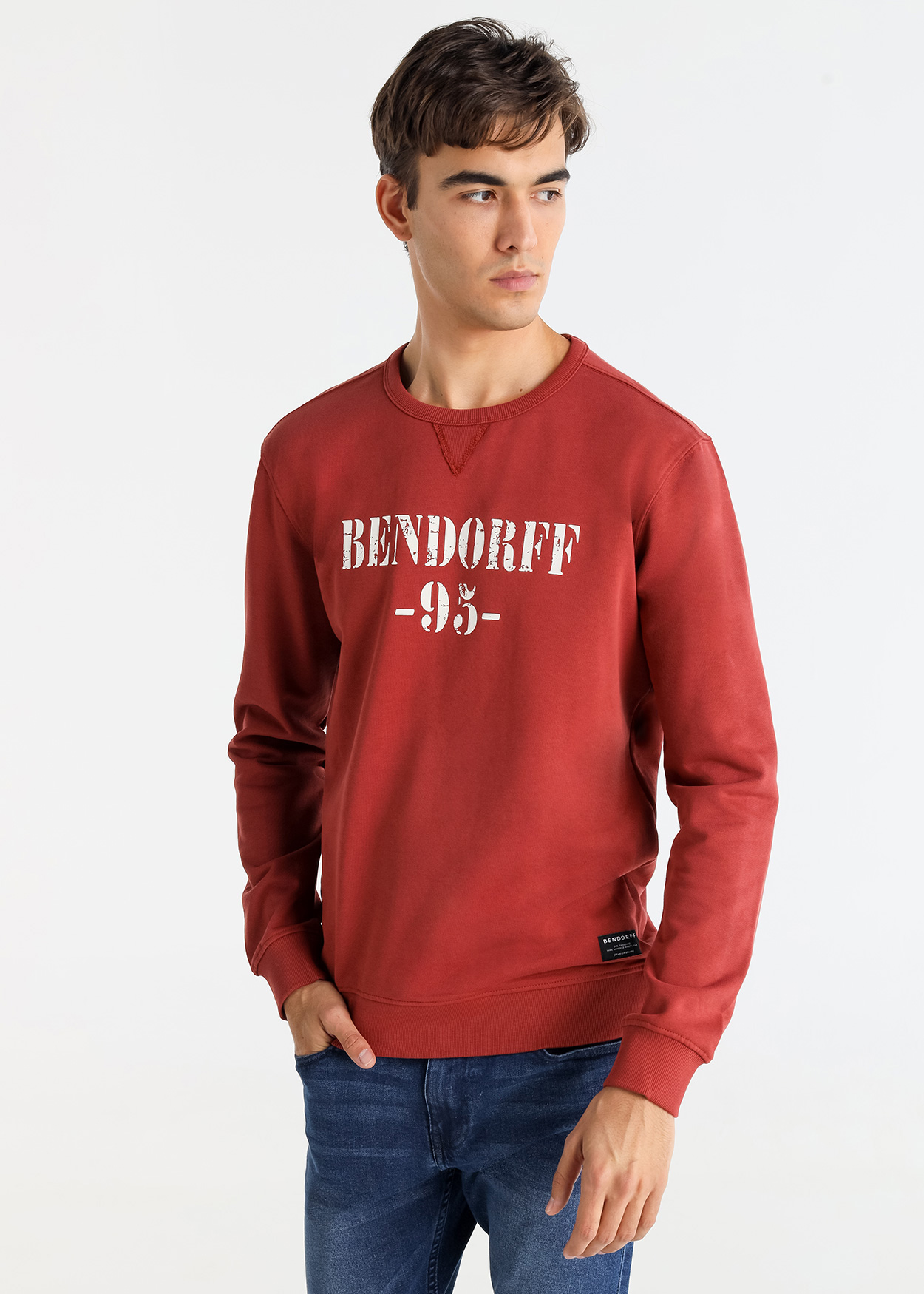 Sweatshirt e gola redonda Vermelho