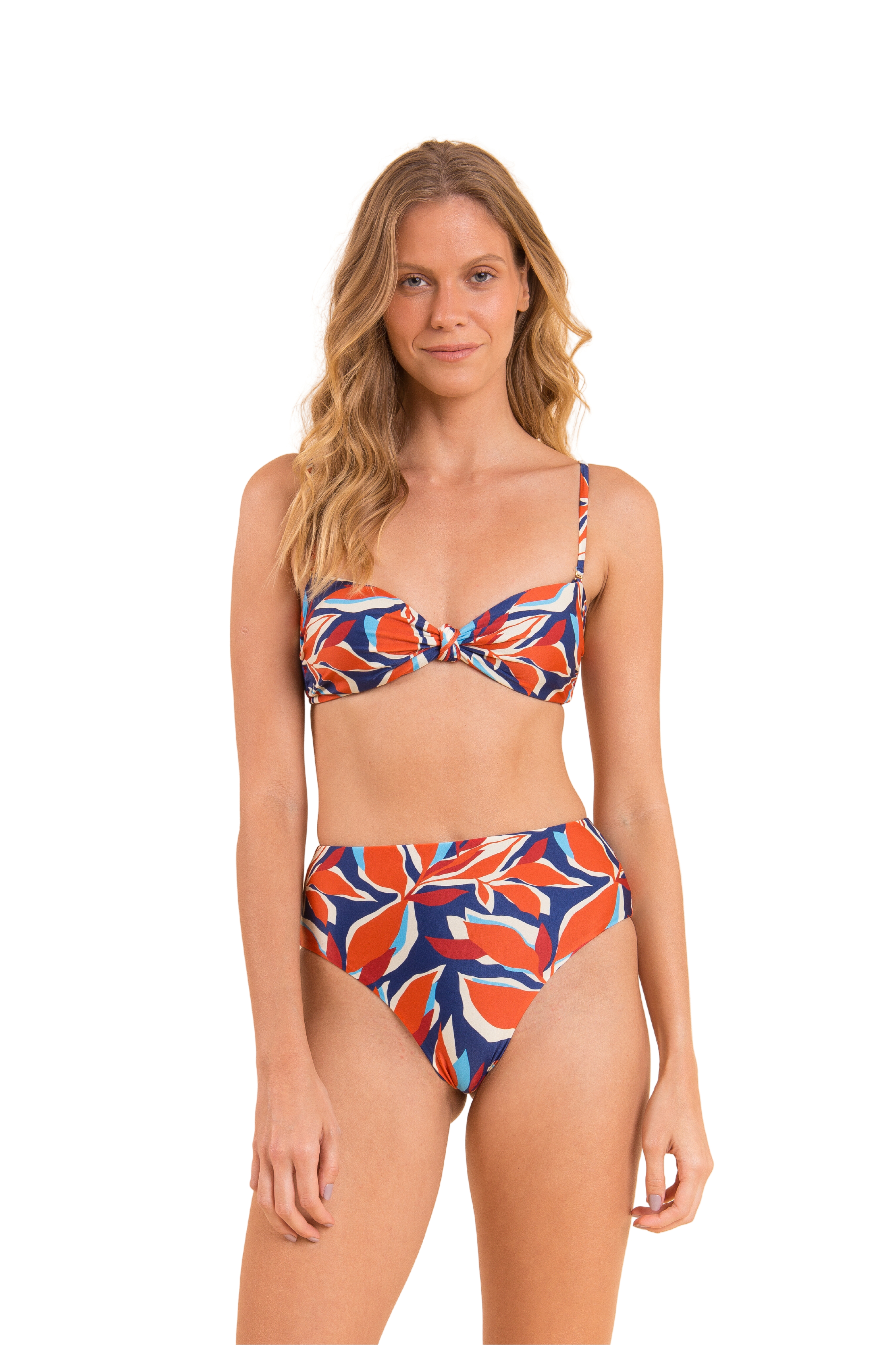 Top Biquini Leaves Bandeau-Joy Azul