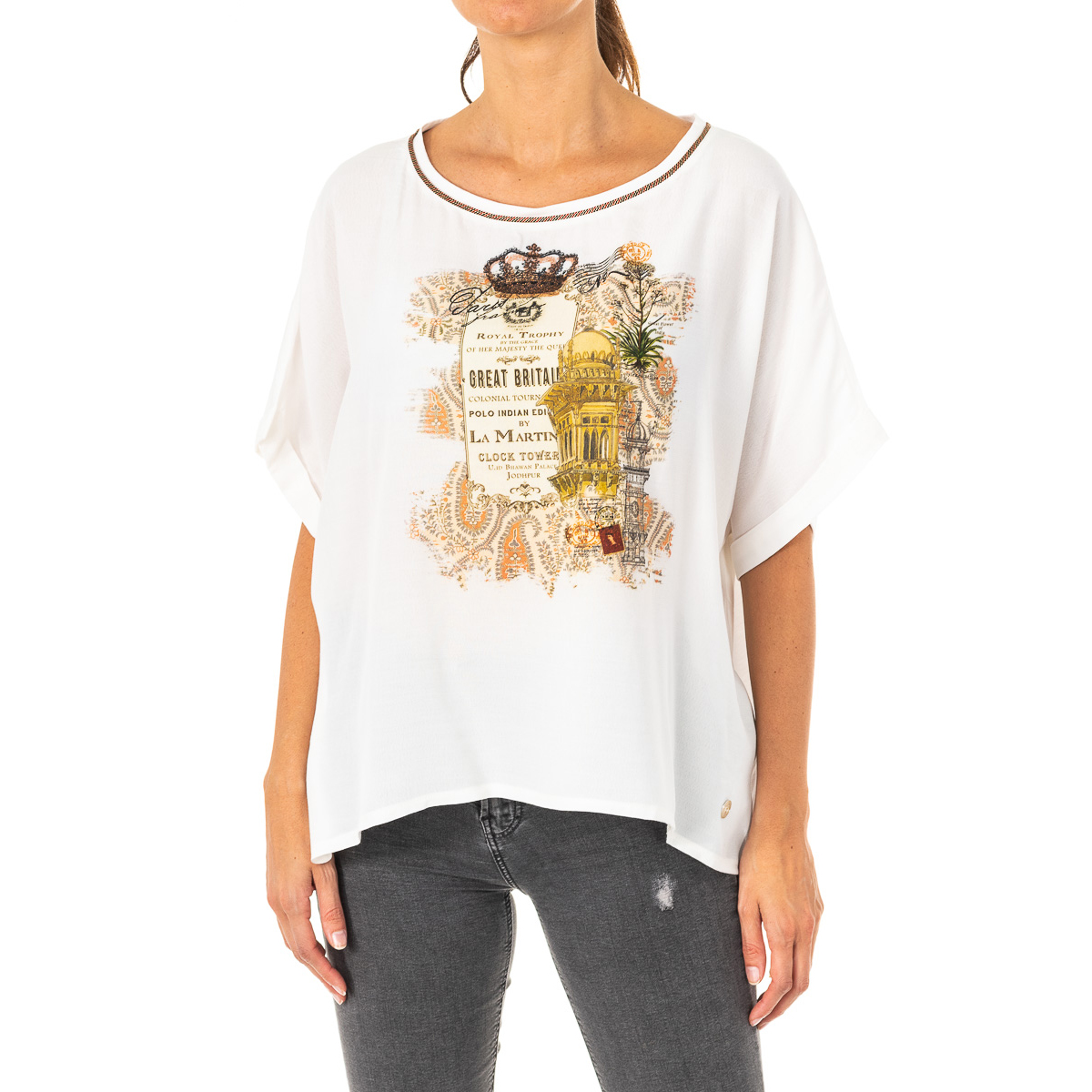 Camisola Manga Curta Senhora Branco