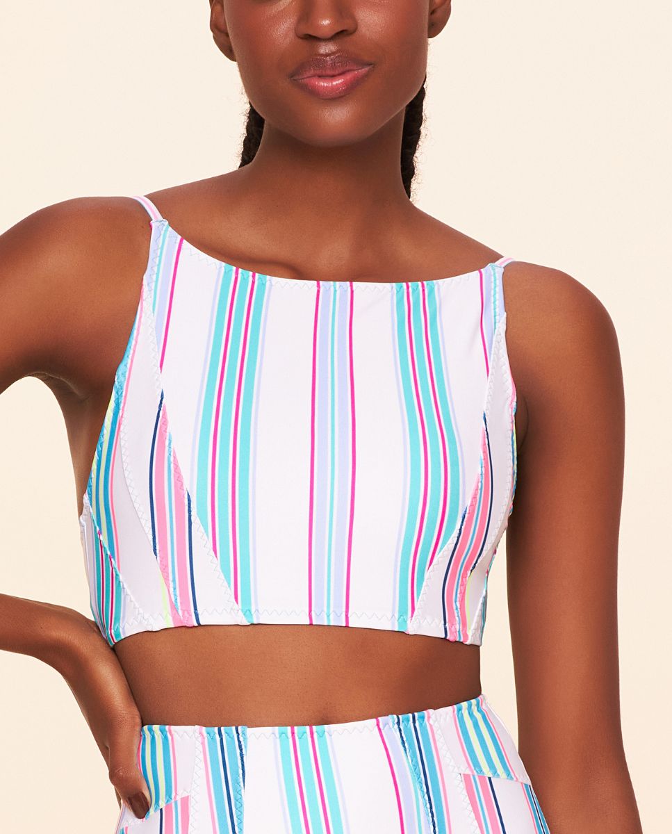 Top Cropped Stripes Multicor