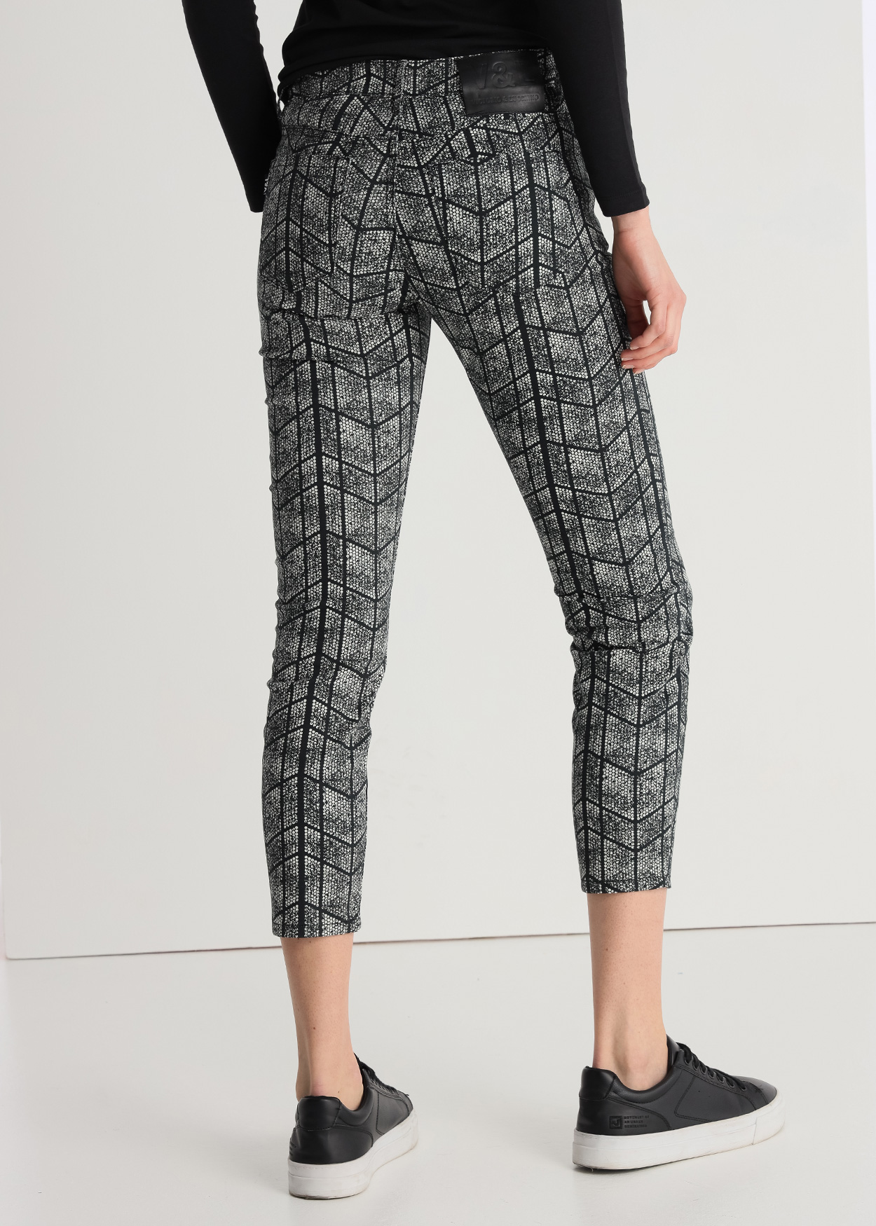 Calça cropped skinny Senhora Multicolorido