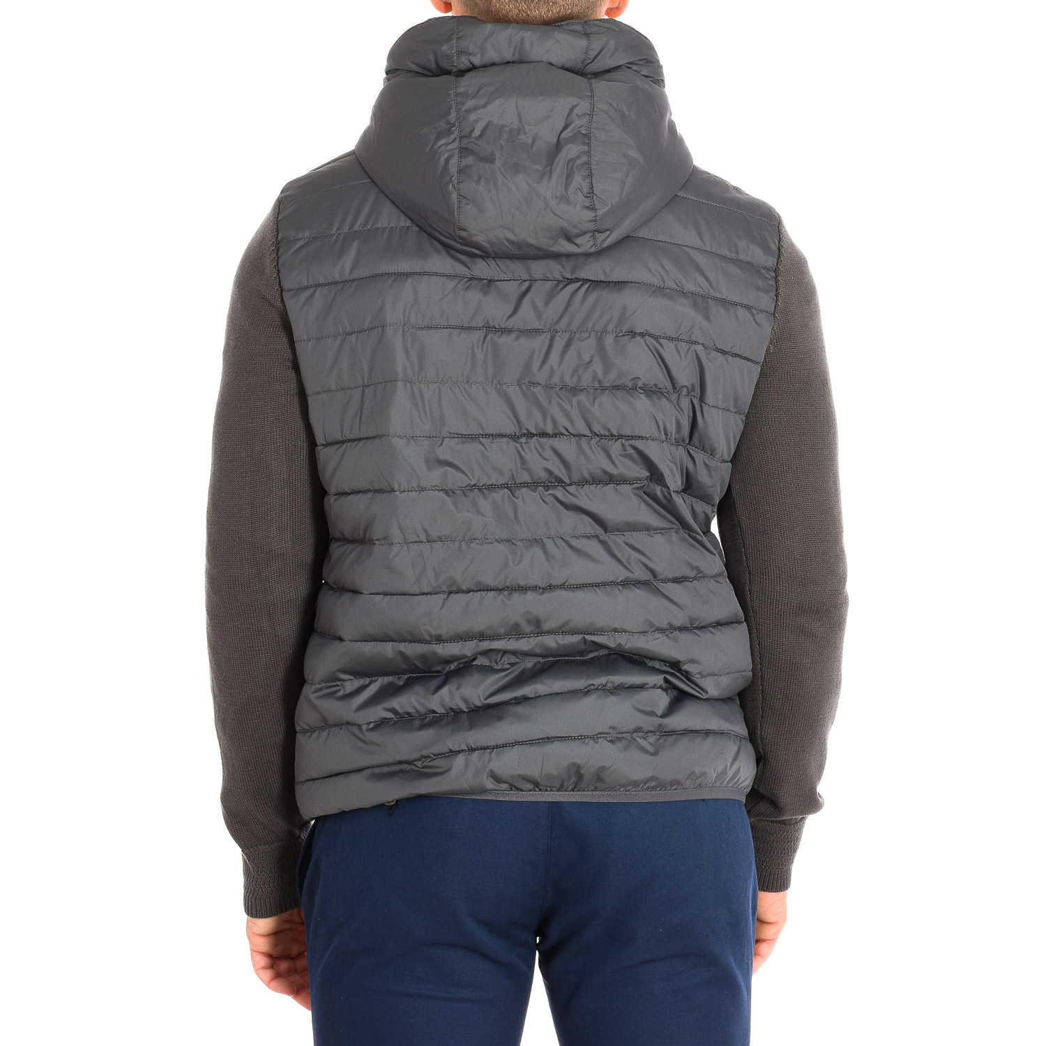 Casaco Acolchoado Homem com Capuz Cinzento