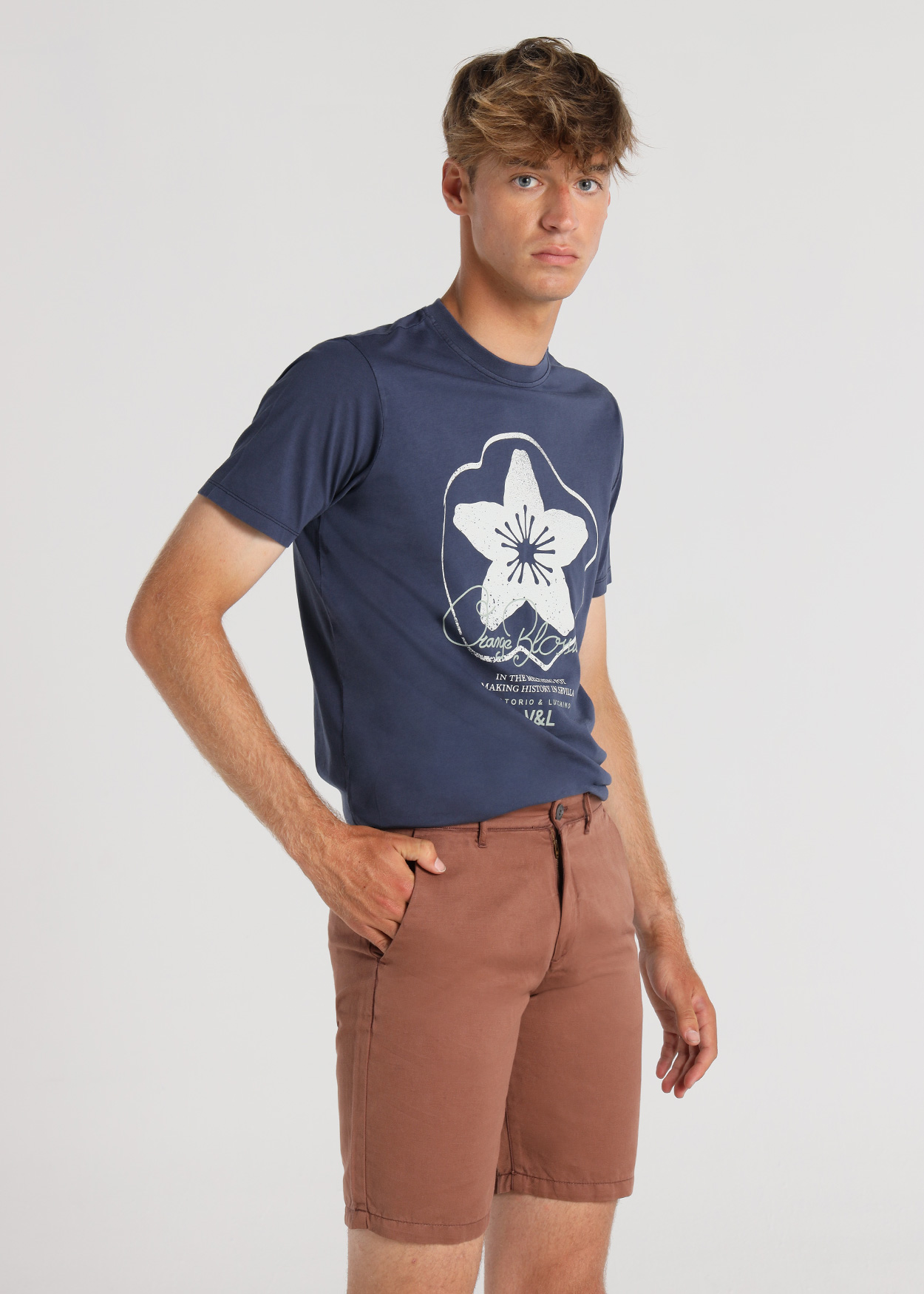 Bermuda Chino Homem Castanho