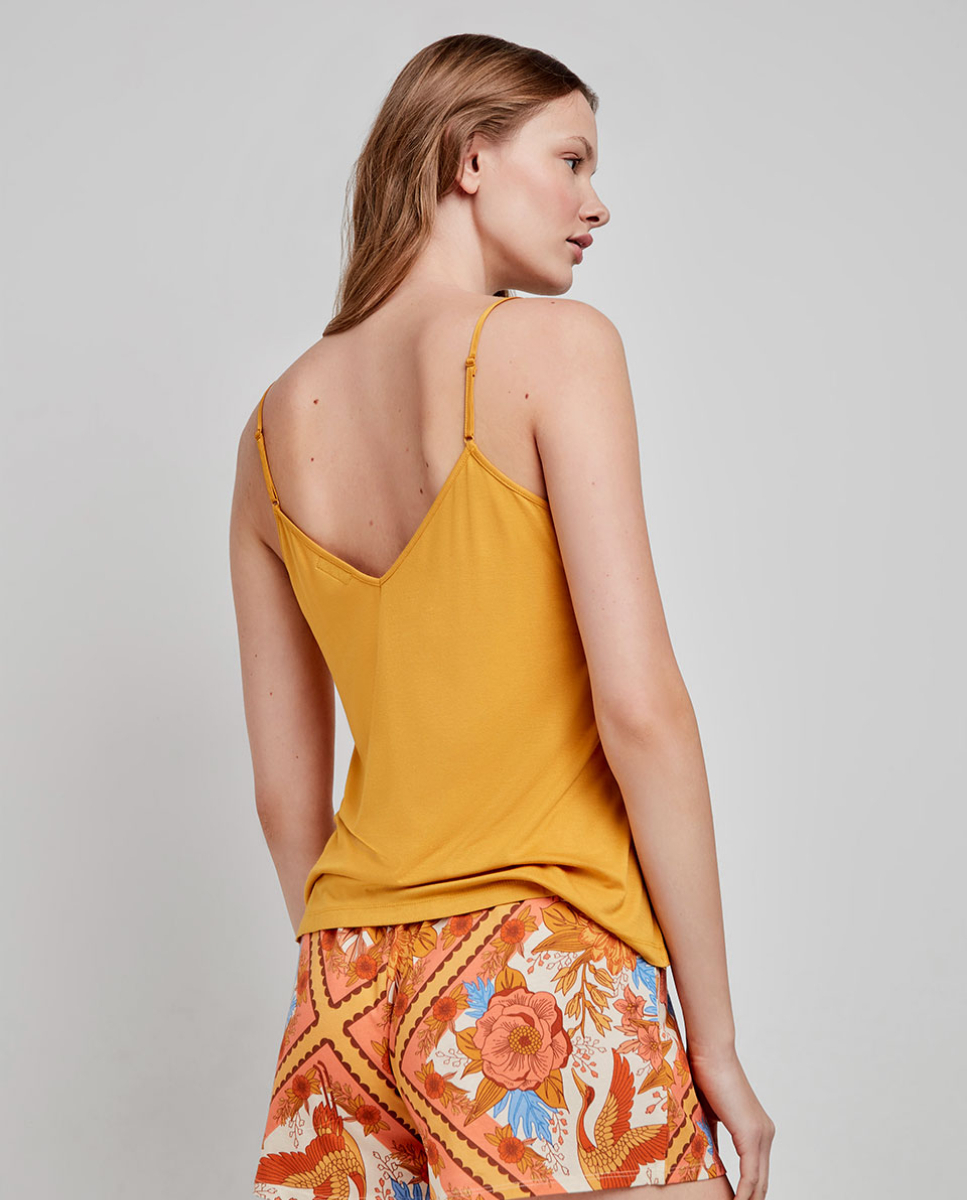 Top em cetim Amarelo