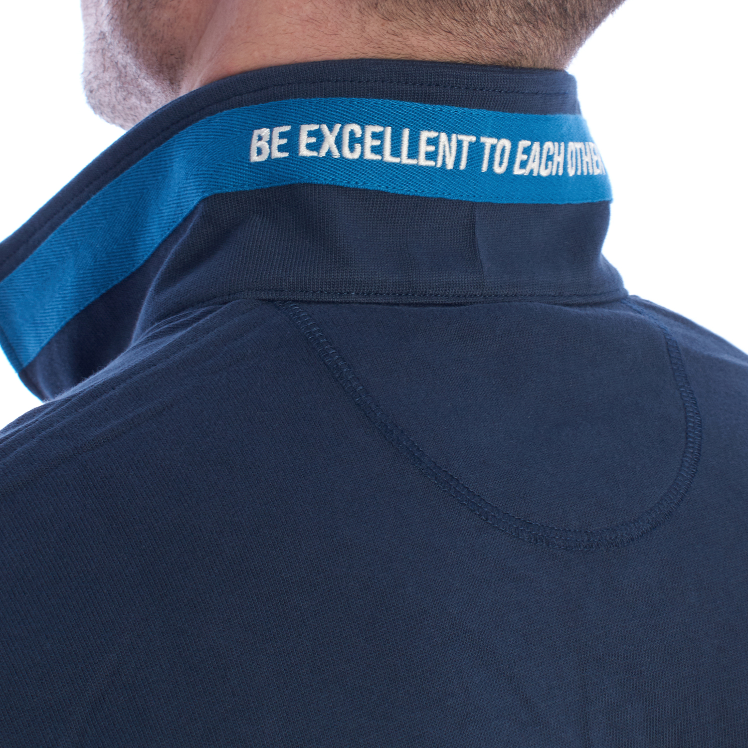 Pólo Homem Manga Comprida Overfit Azul