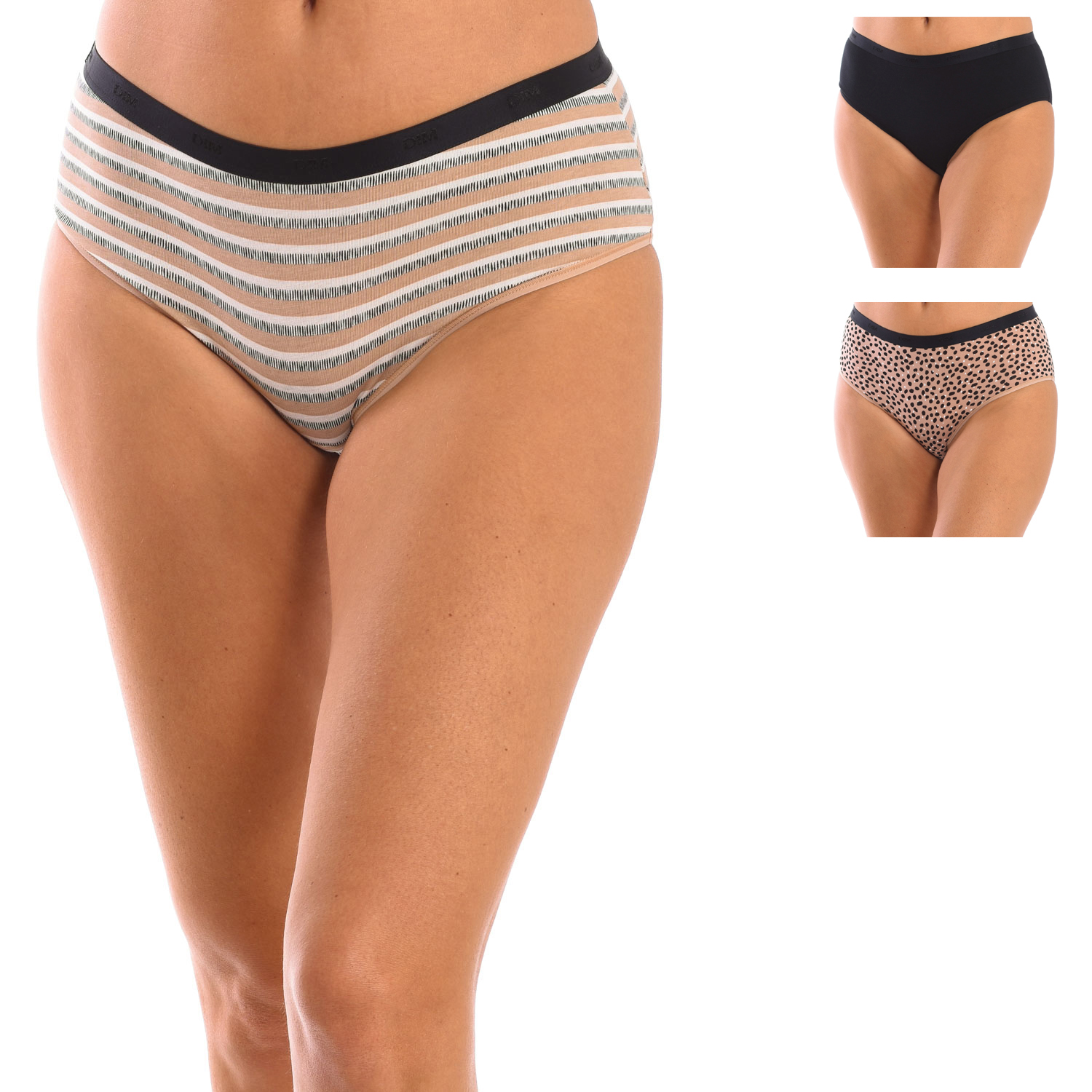 Pack 3 Culottes Senhora Castanho e Preto