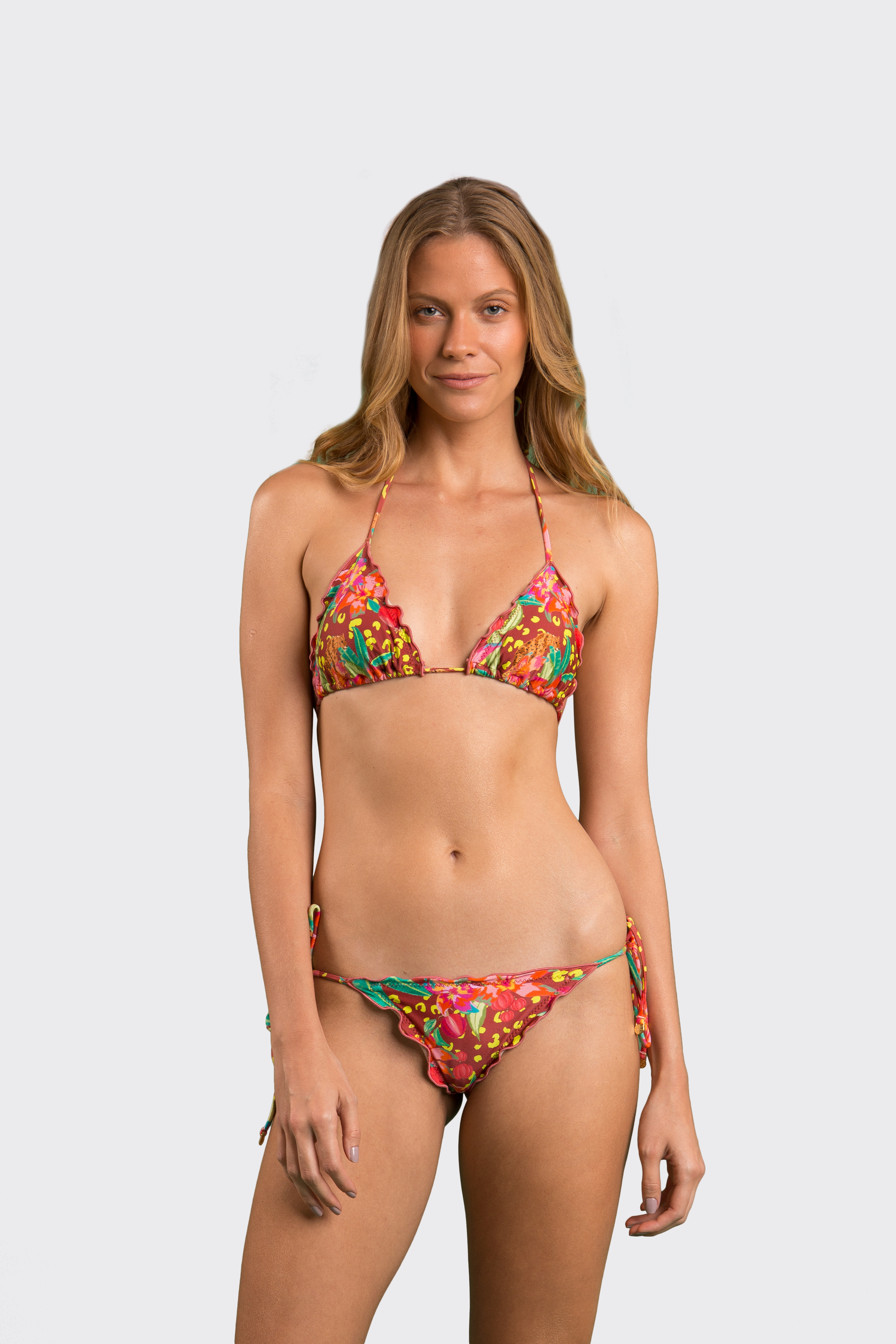Cuecas Biquini Tropics Frufru Castanho
