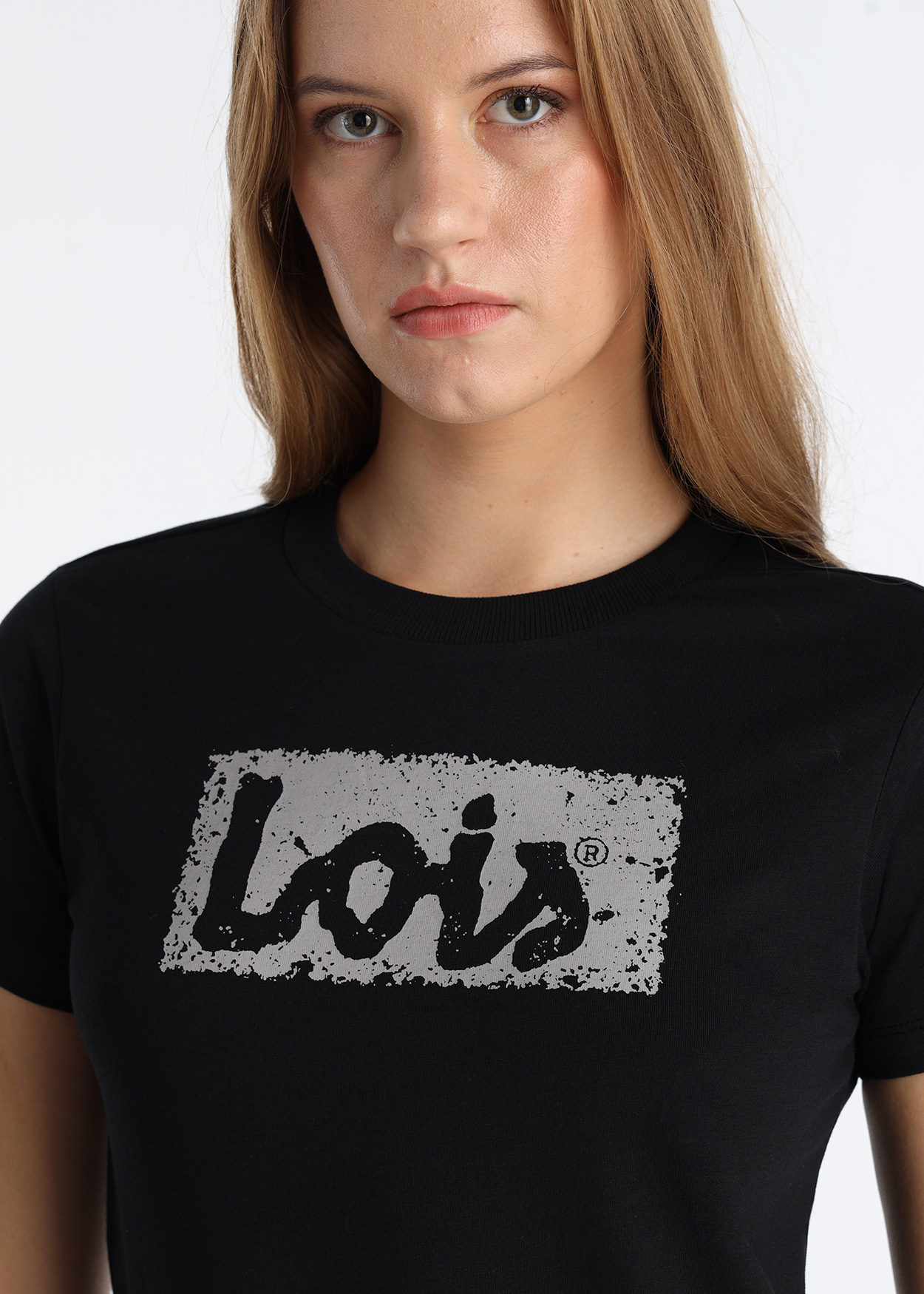 T-Shirt básica logo Lois Senhora Preto