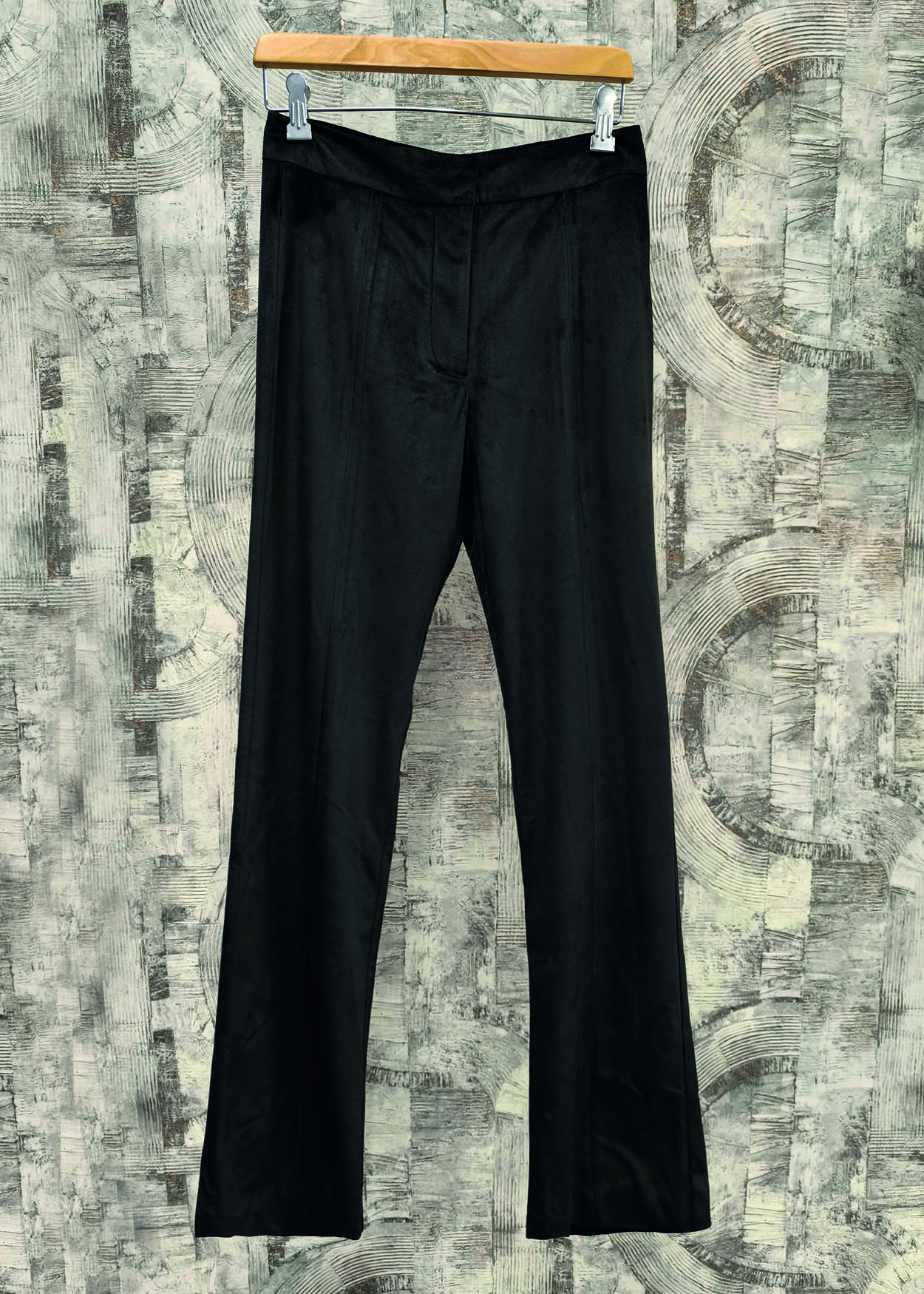 Calças flare de veludo Senhora Preto