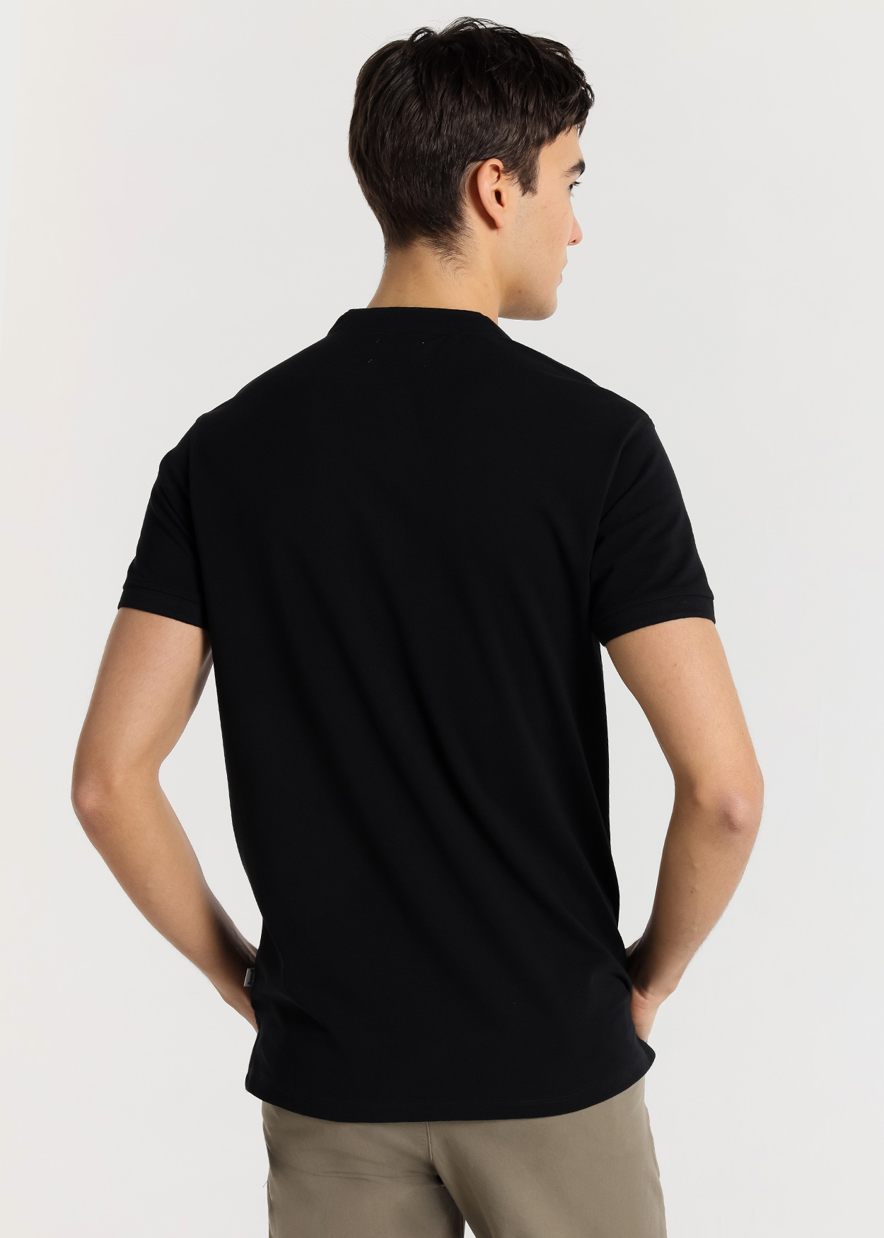 Pólo clássico de manga curta Preto