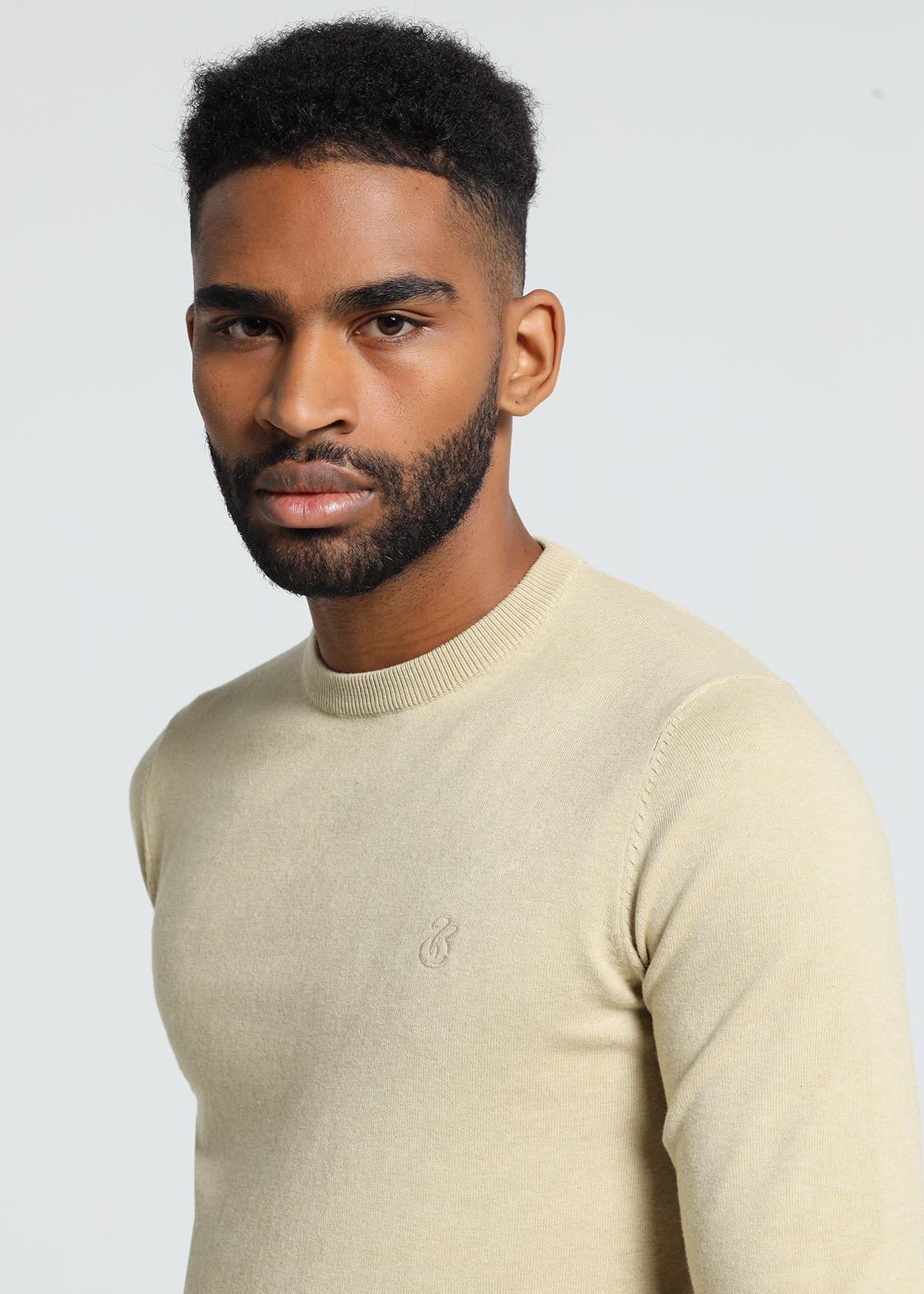 Camisola de gola redonda Bege