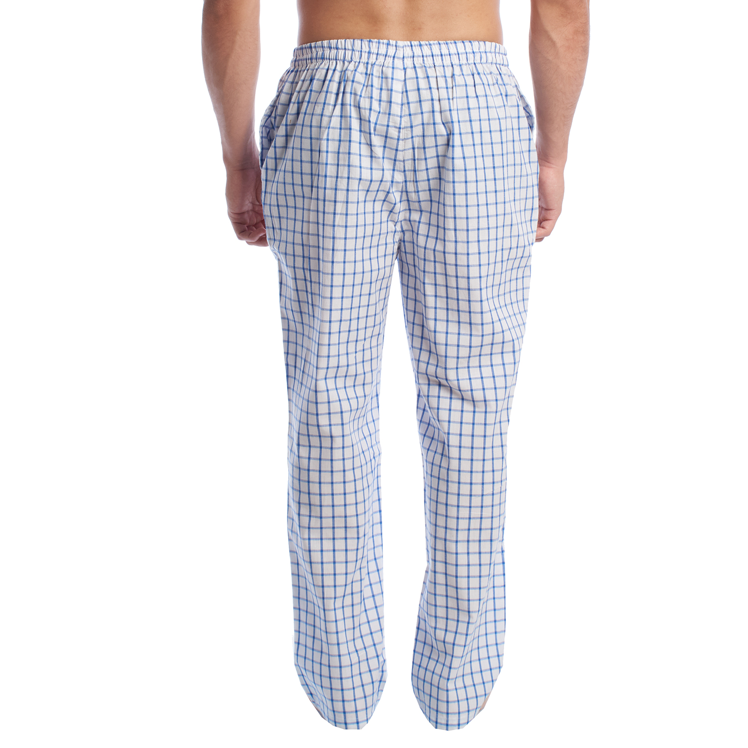 Calças de Pijama Branco-Riscas Azuis