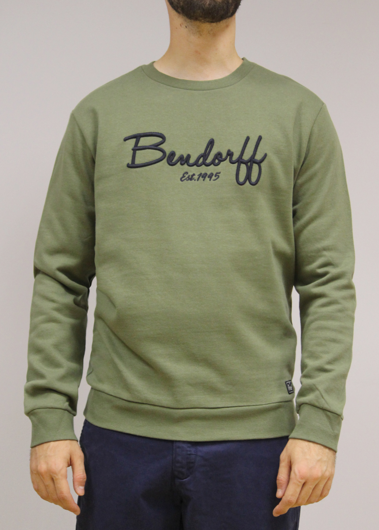 Sweatshirt com Bordado 3D | Sweatshirt Gola Redonda Verde