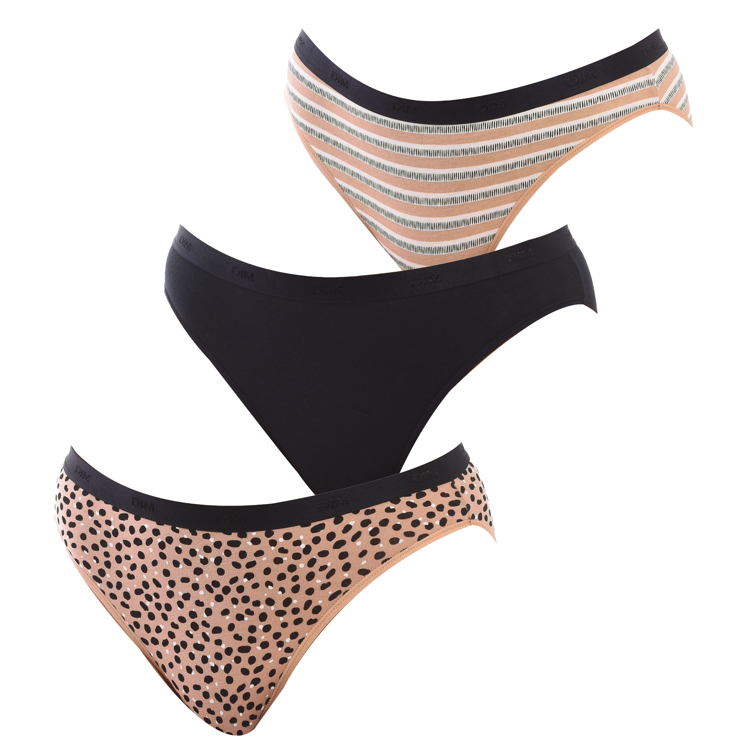 Pack 3 Cuecas Senhora Cotton Stretch Castaho e Preto