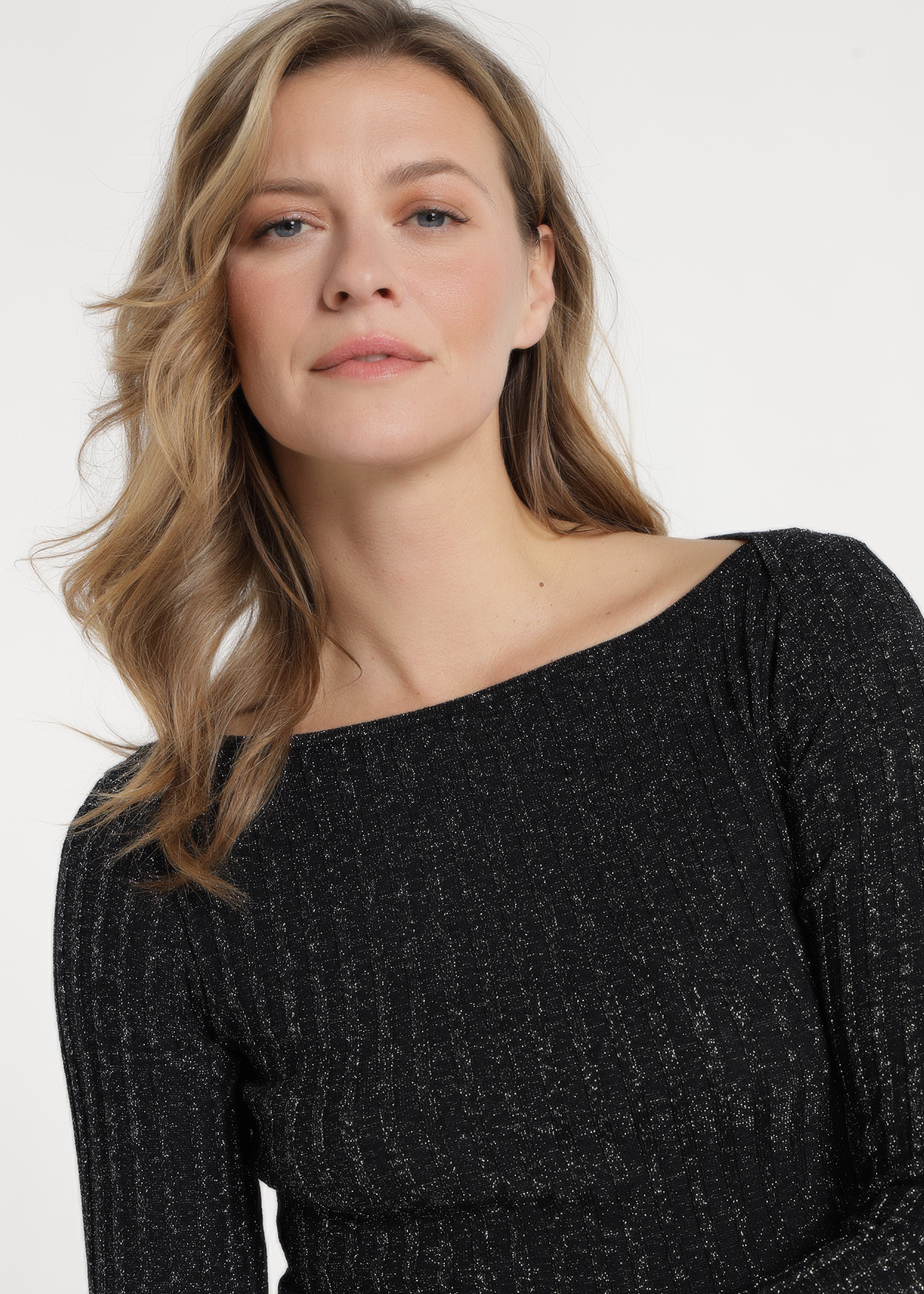 Camisola de gola canoa Senhora Cinza