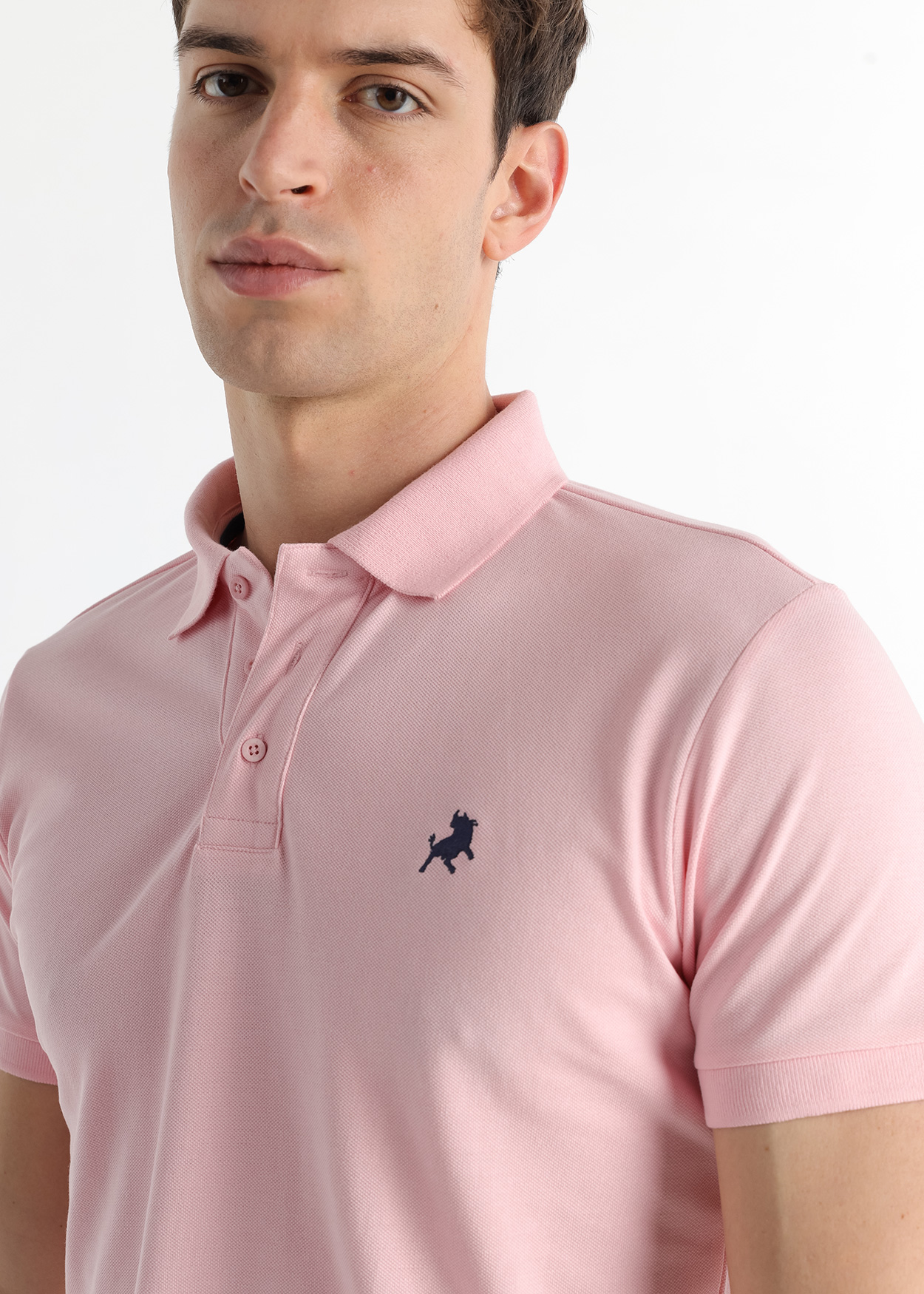 Pólo Clássico Homem Rosa