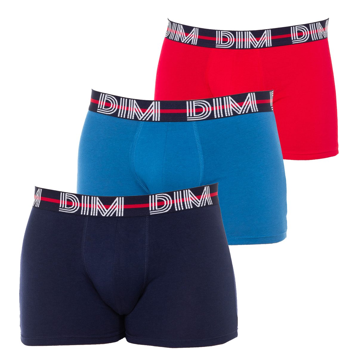 Pack 3 Boxers Homem Azul Escuro Vermelho e Azul