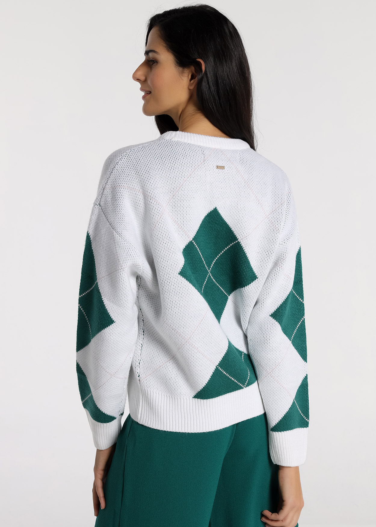 Camisola de malha recto Senhora Branco