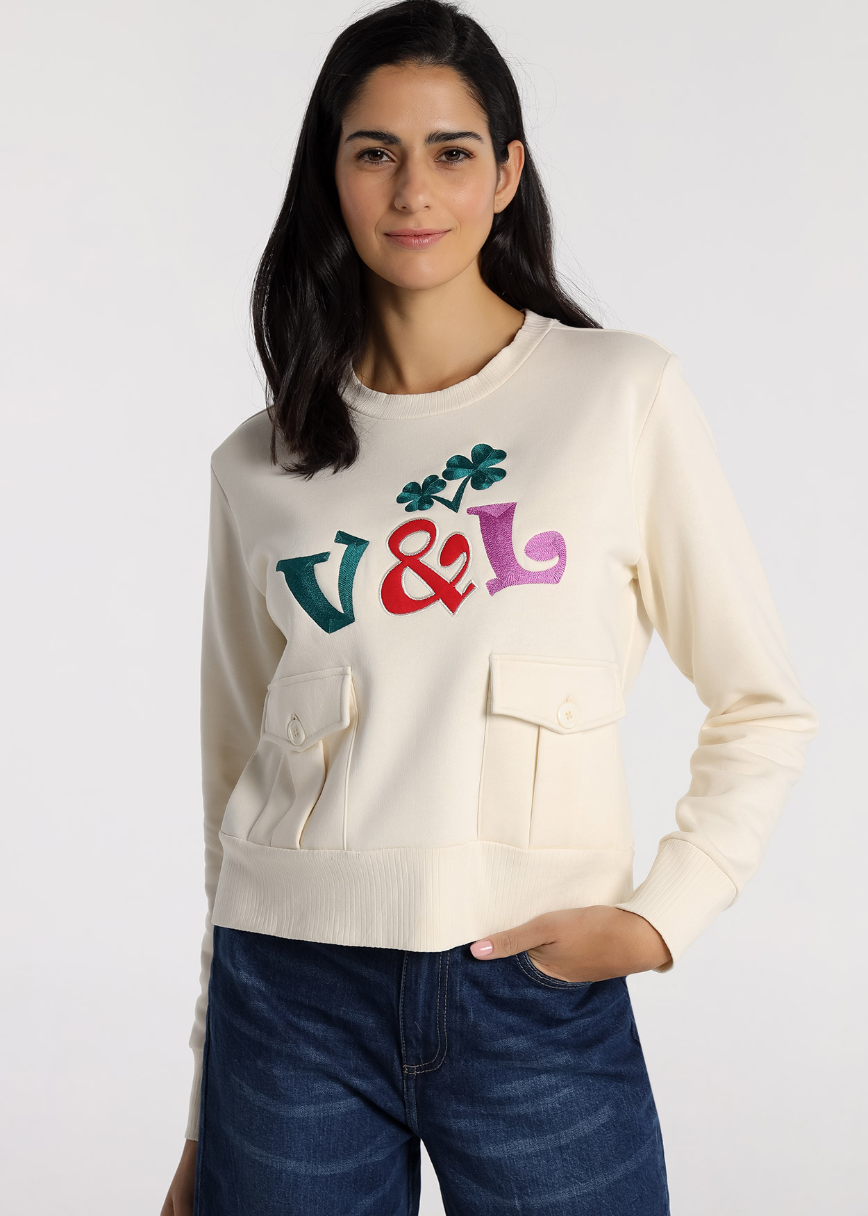 Sweatshirt Senhora Bege