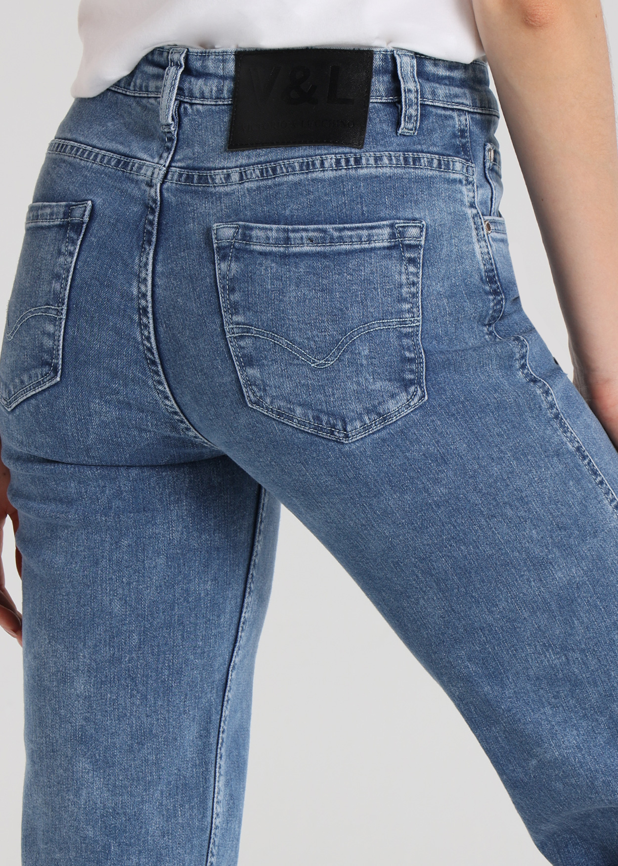 Calças de Ganga Reta Senhora Azul