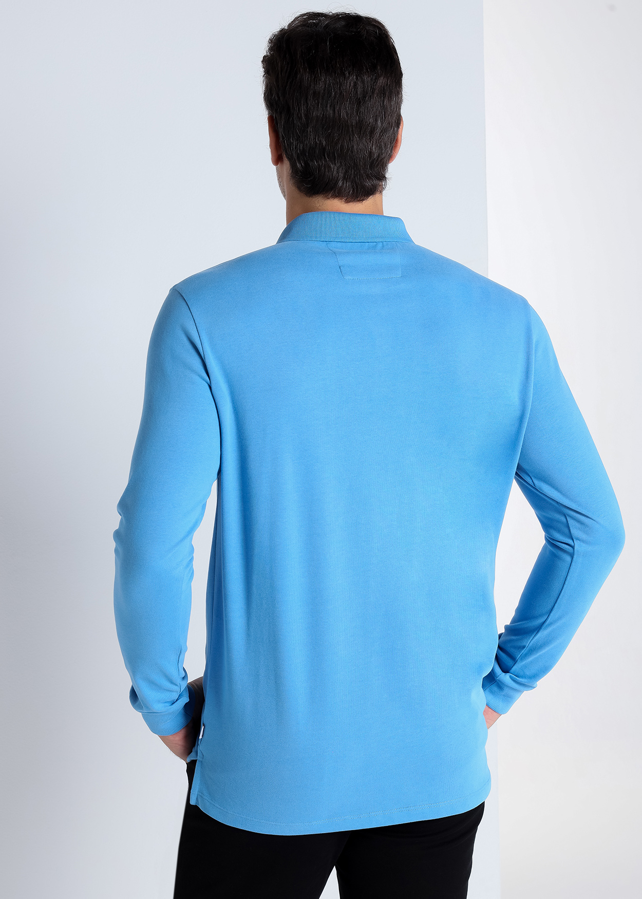 Pólo Básico de manga comprida Azul