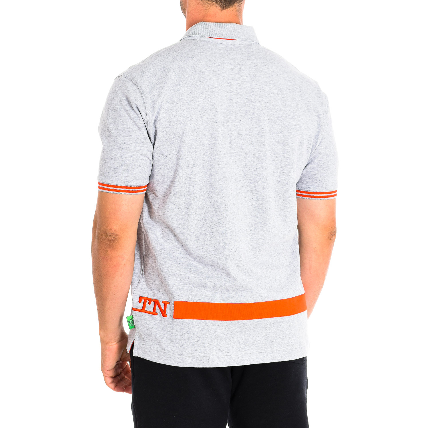 Pólo Homem Cinzento e Laranja