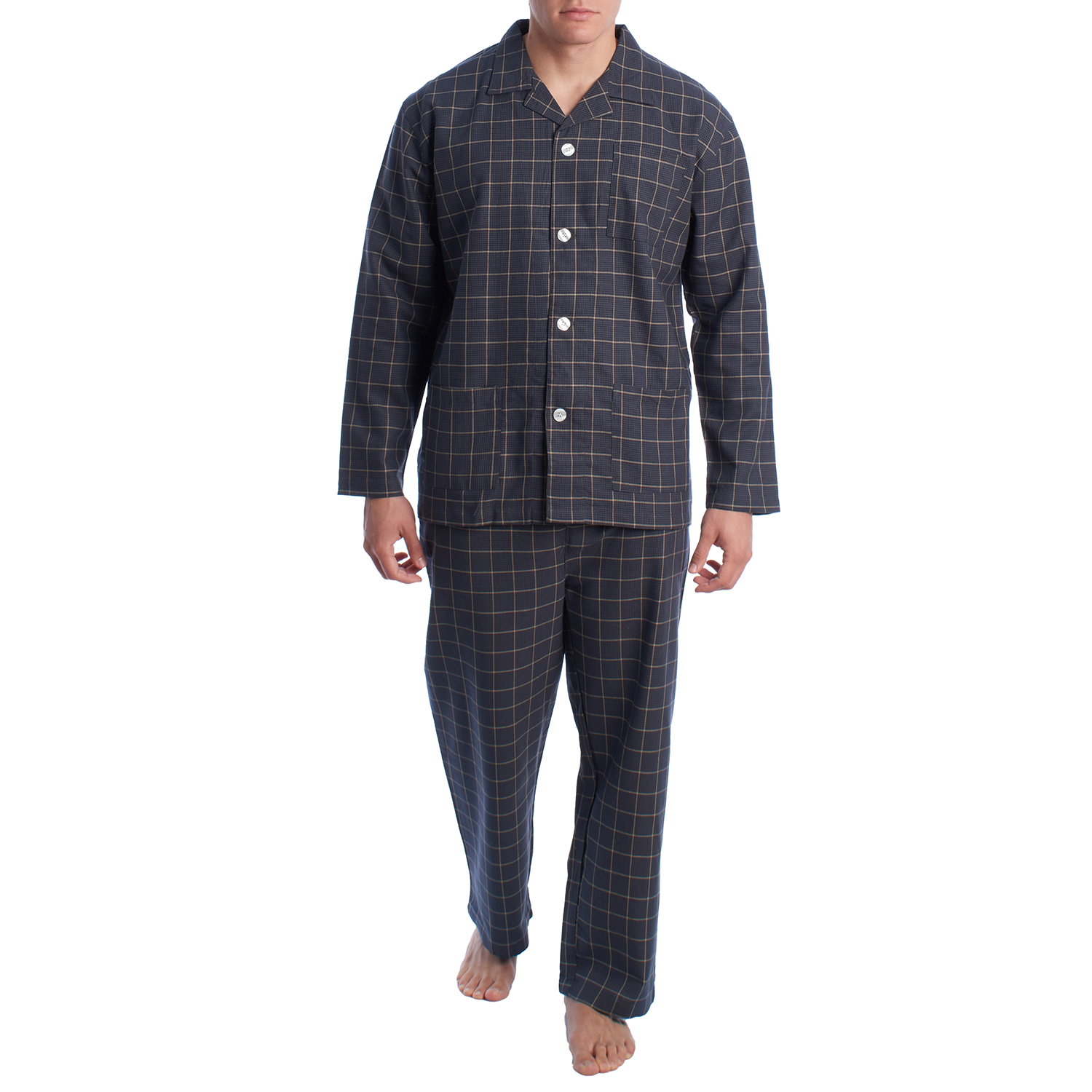 Pijama de Manga Comprida Preto-Bege