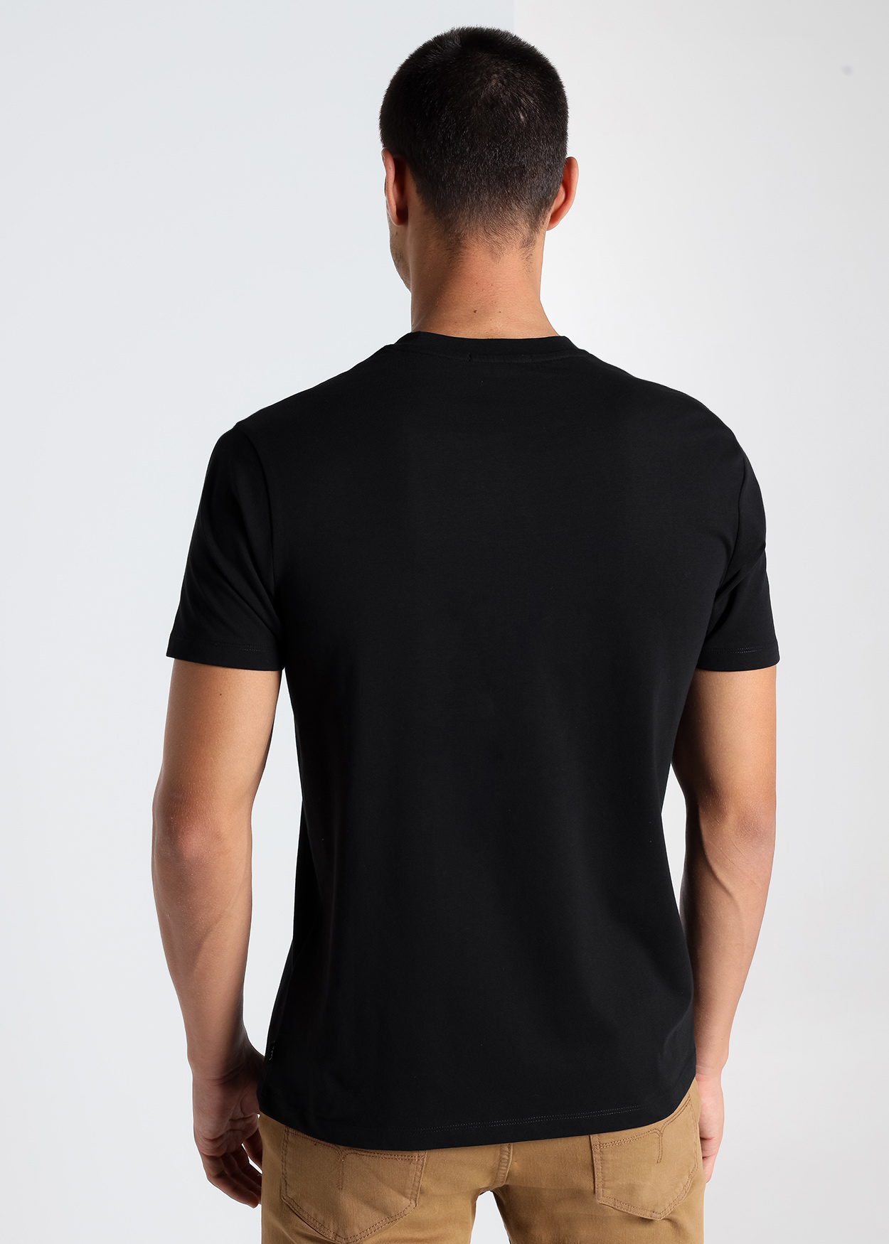 T-Shirt básica de manga corta Puff Print Homem Preto